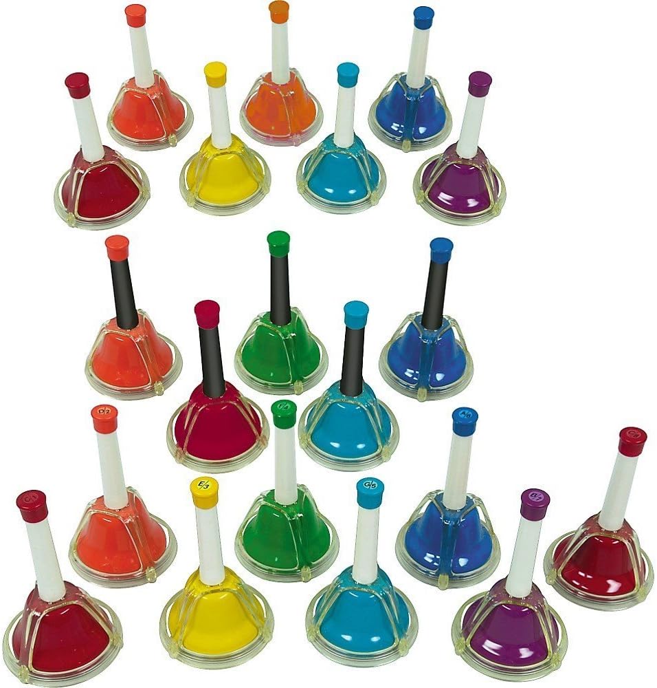 Rhythm Band 20-Note Hand/Desk Bell Set with Twenty Note Kidsplay Handbell Case, holds 20 Hand Bells
