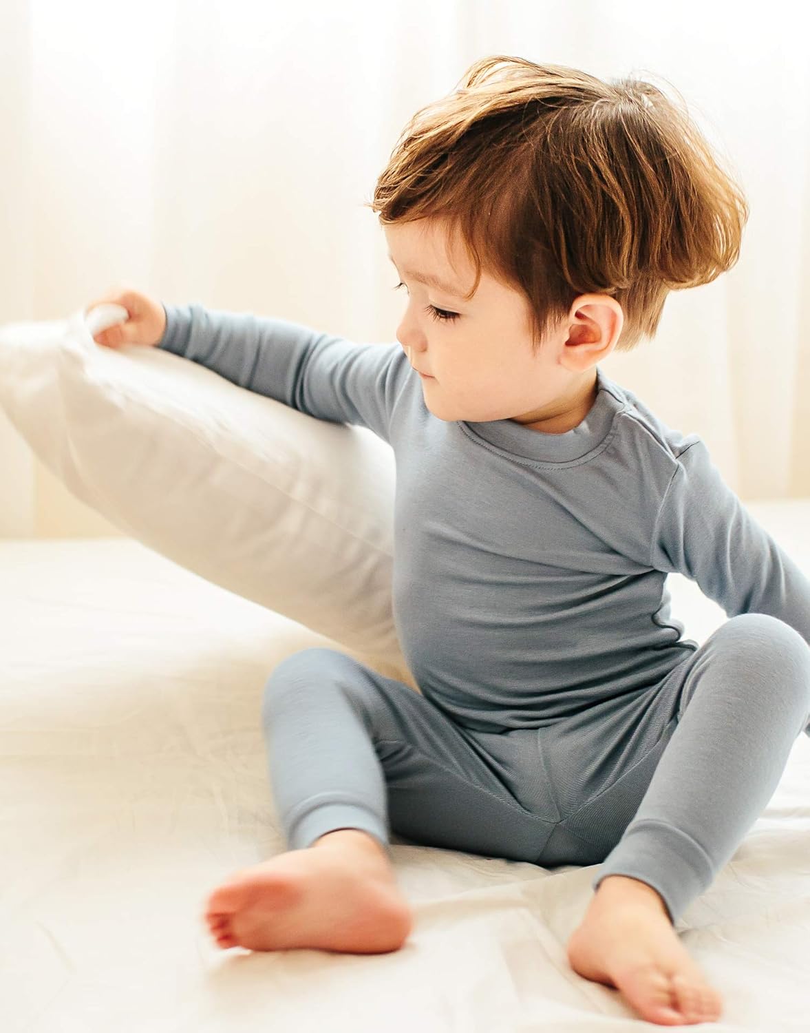 VAENAIT 6M-12Y Toddler Toddler Kids Toddler Girls Boys Soft Comfy Modal Tencel Solid Raglan Sleepwear Pajamas Pjs 2pcs Set