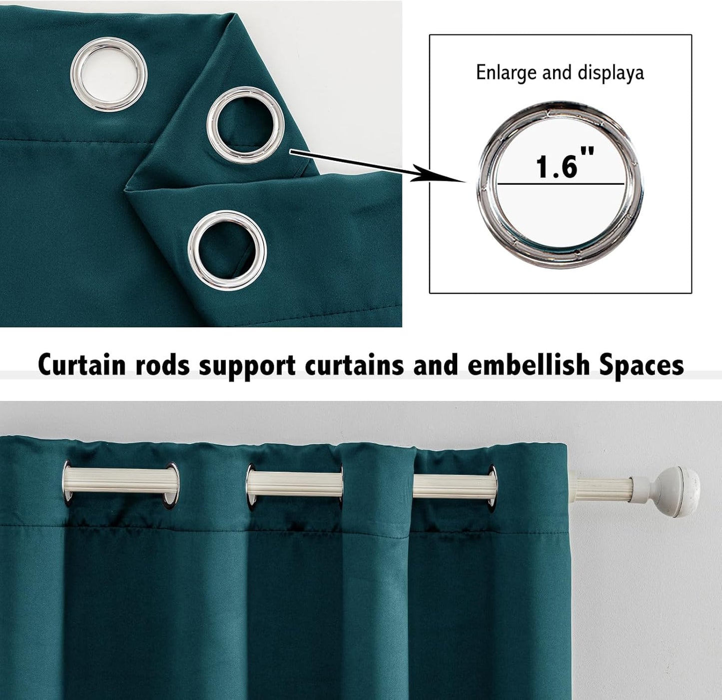Anytime 100% Blackout Curtain Set, Thermal Insulated & Energy Efficiency Window Draperies for Guest Room, Full Shading Panels for Shift Worker and Light Sleepers（Greyish Blue, 2 Panels, 52W x 84L）