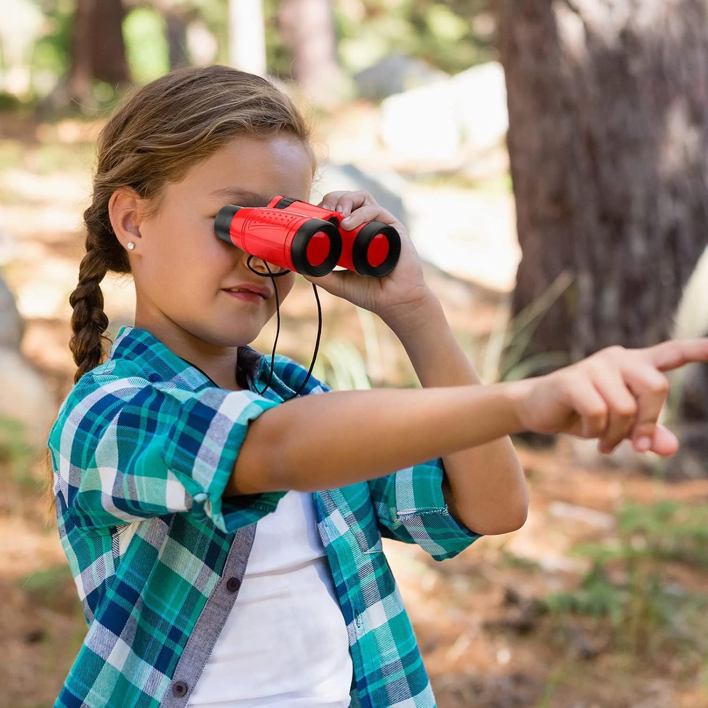 Deekin 16 Toy Binoculars for Kids with Neck String Learning Novelty Binocular Bulk Jungle Safari Hunting Party Favor for Explorer Gifts Bird Watching Camping Hunting, 4.3 x 4.1 Inch(Multicolor)
