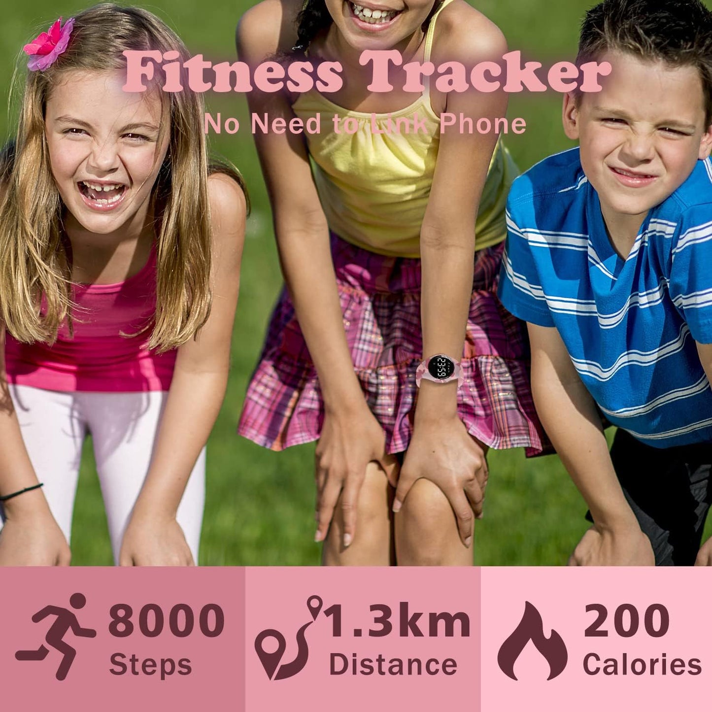 Kids Watches for Girls Boys Digital Sport Watch with Step Counter Pedometer Vibration Alarm Clock, No App Waterproof Fitness Tracker Kids Watch Boys Girls Teens Students Ages 5-16
