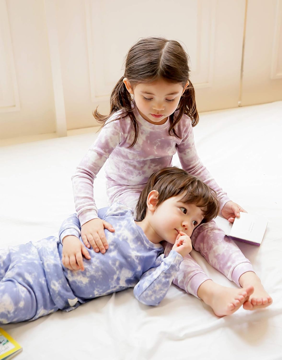 VAENAIT BABY 12M-12Y Toddler Kids Boys Girls 100% Cotton Marbling Tiedye Sung Fit Sleepwear Pajamas 2pcs Pjs Set