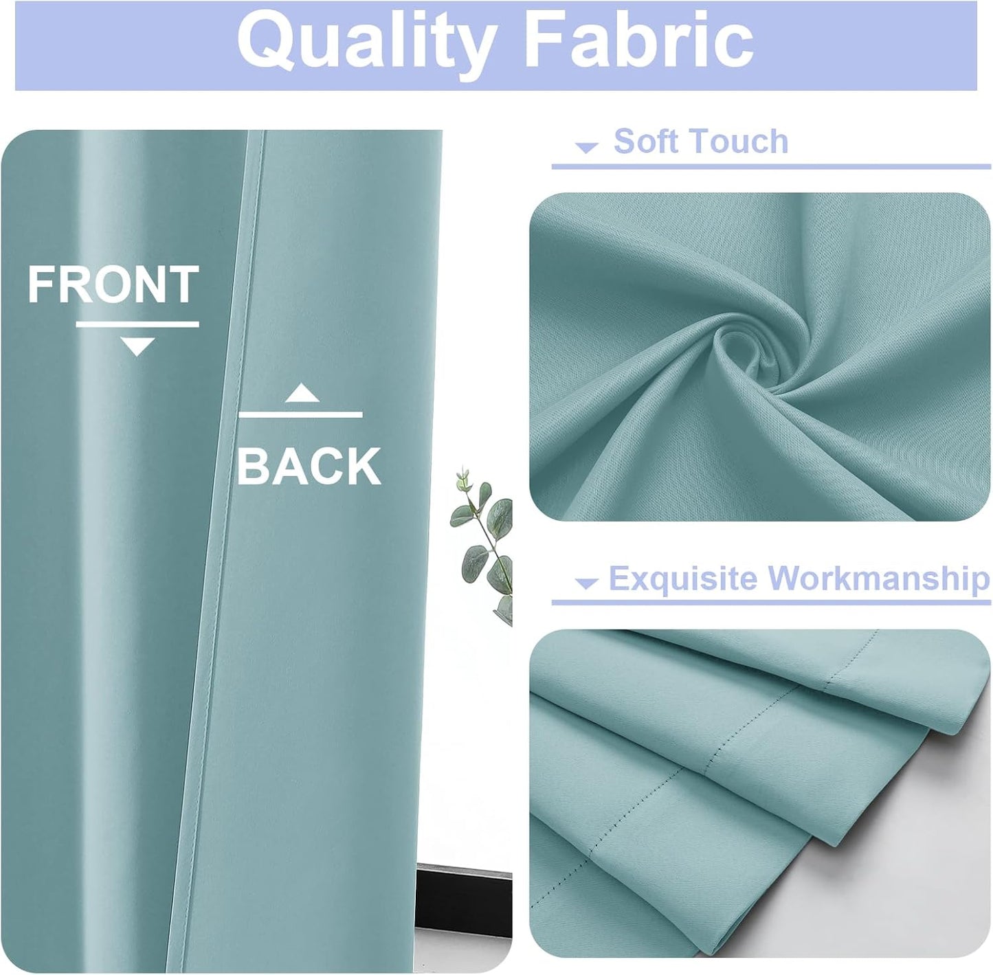 Simplebrand Ava Aqua Blackout Curtains for Bedroom 72 Inch Length 2 Panels Set, Privacy Thermal Insulated Rod Pocket Door Window Curtains for Patio French Door Front Door, W40 x L72 Inch, Aqua
