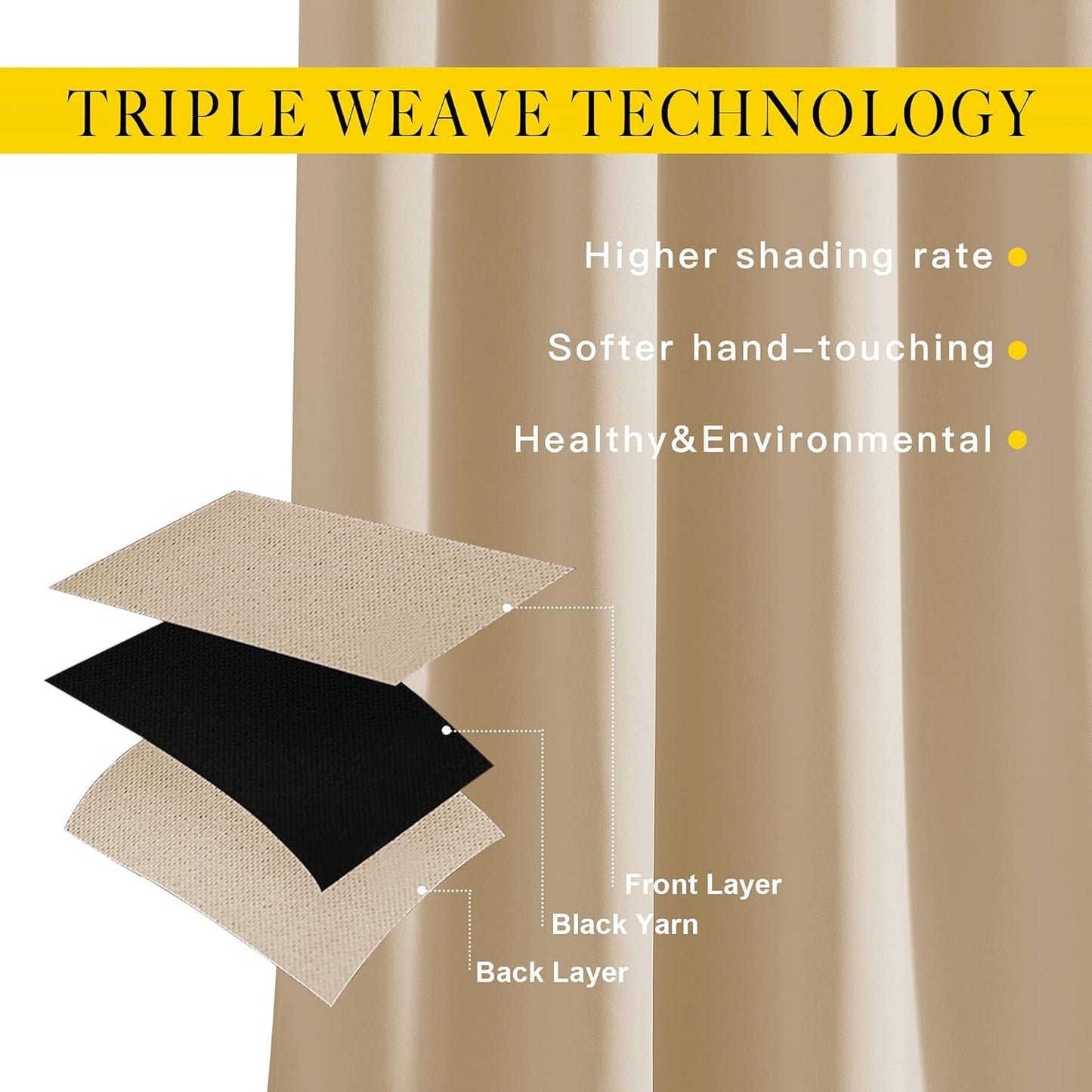 NICETOWN Blackout Curtains & Drapes for Living Room - Grommet Window Treatment Thermal Insulated Solid Sound Reducing Drapes for Bedroom (Biscotti Beige, Set of 2, W52 x L90)