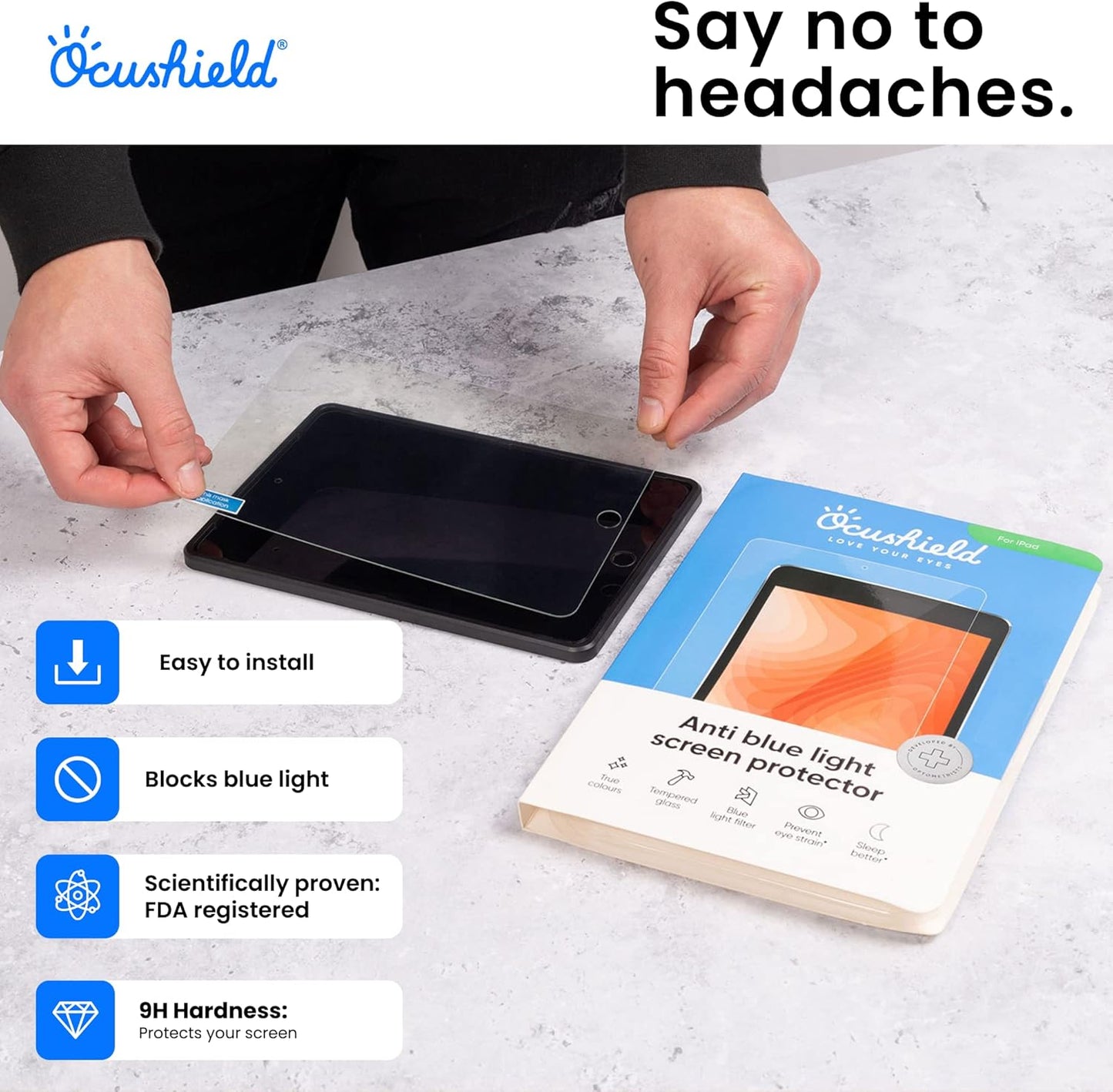 Ocushield Anti Blue Light Tempered Glass Screen Protector for Apple iPad Mini 1/2/3 (7.9") - Blue Light Filter for iPad - Anti Glare - Protect Your Eyes & Improve Sleep