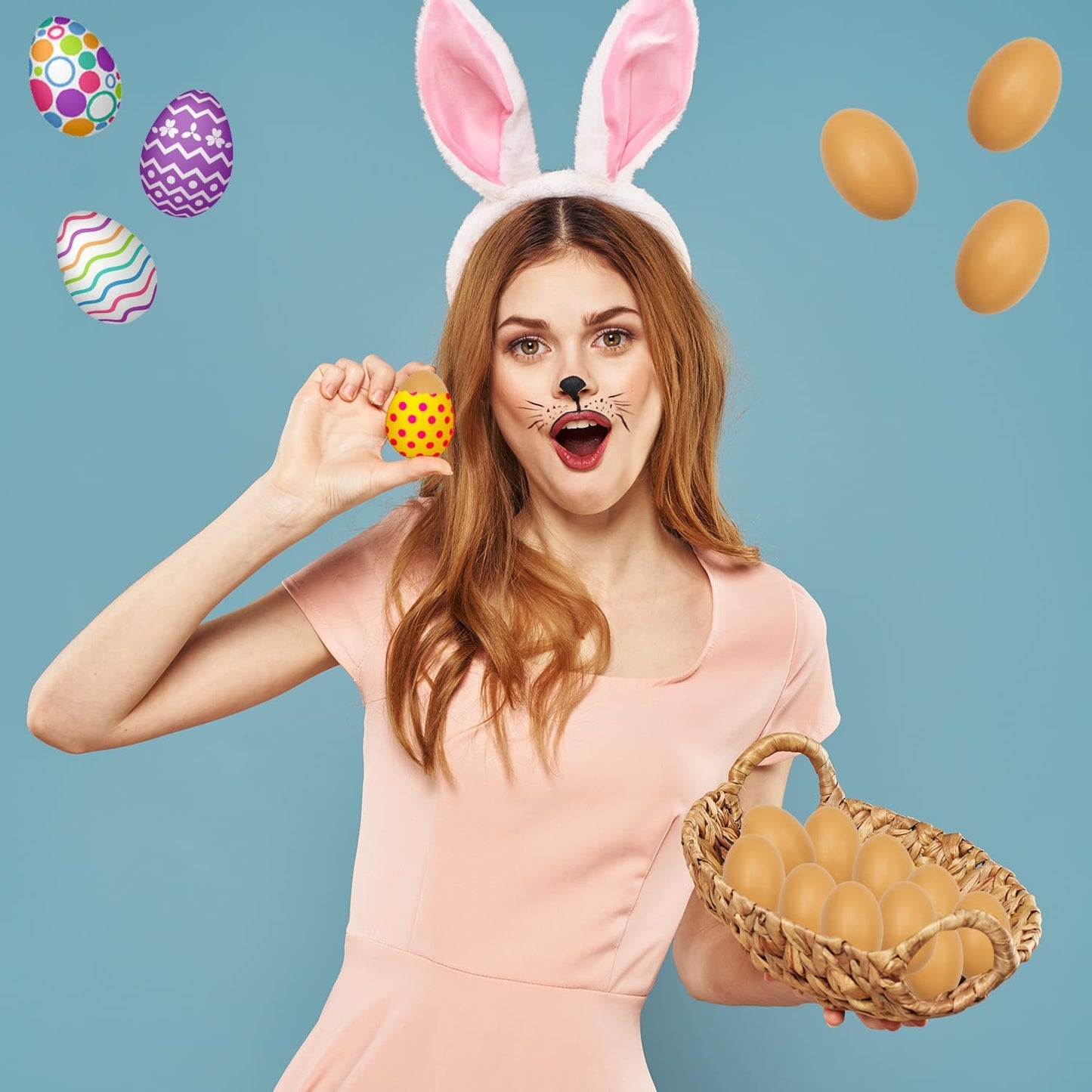 Wooden Fake Eggs, Life Size Brown Eggs, Perfect for Easter Crafts, Décor and Egg Hunts, 2.3" Inches (12-Pack)
