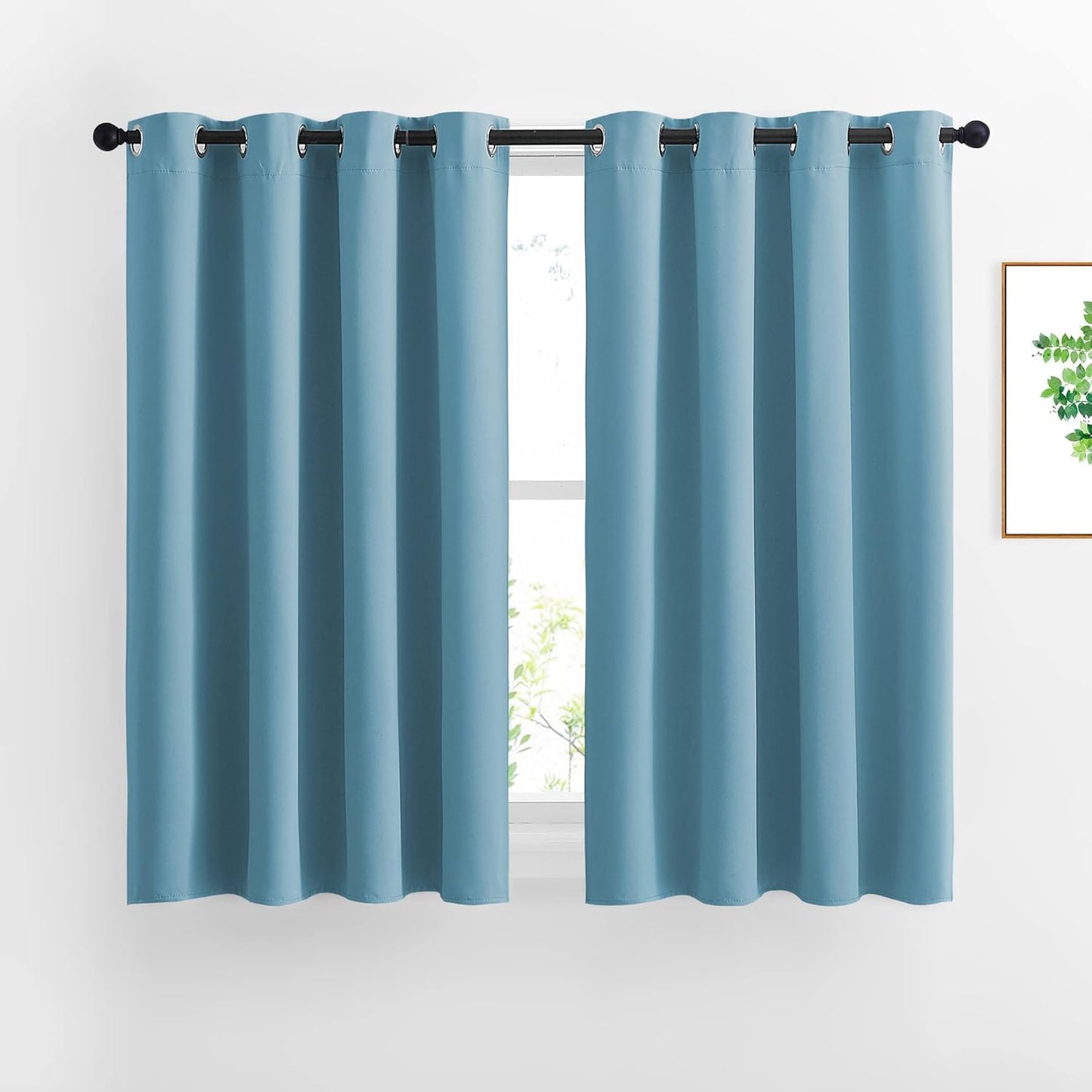 NICETOWN Blackout Curtains Panels for Window - Thermal Insulated Solid Grommet Blackout Panels/Drapes for Bedroom (Teal Blue=Light Blue, Set of 2 Panels, 52 by 45 Inch)