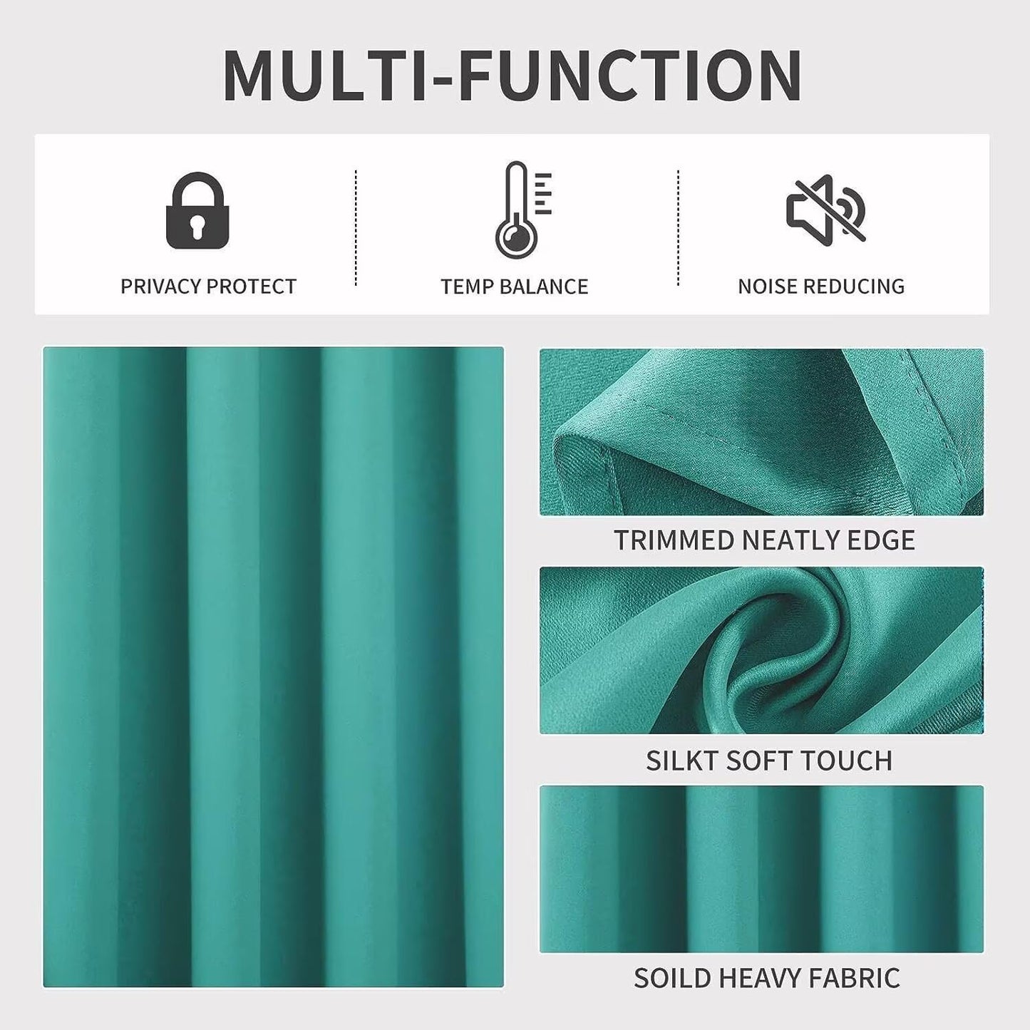 Joydeco Blackout Curtains 120 inches Long 2 Panels Set, Thermal Insulated Long Curtains & Drapes 2 Burg, Room Darkening Grommet Drapes for Bedroom Living Room Windows (W52 x L120 Inch, Peacock Blue)