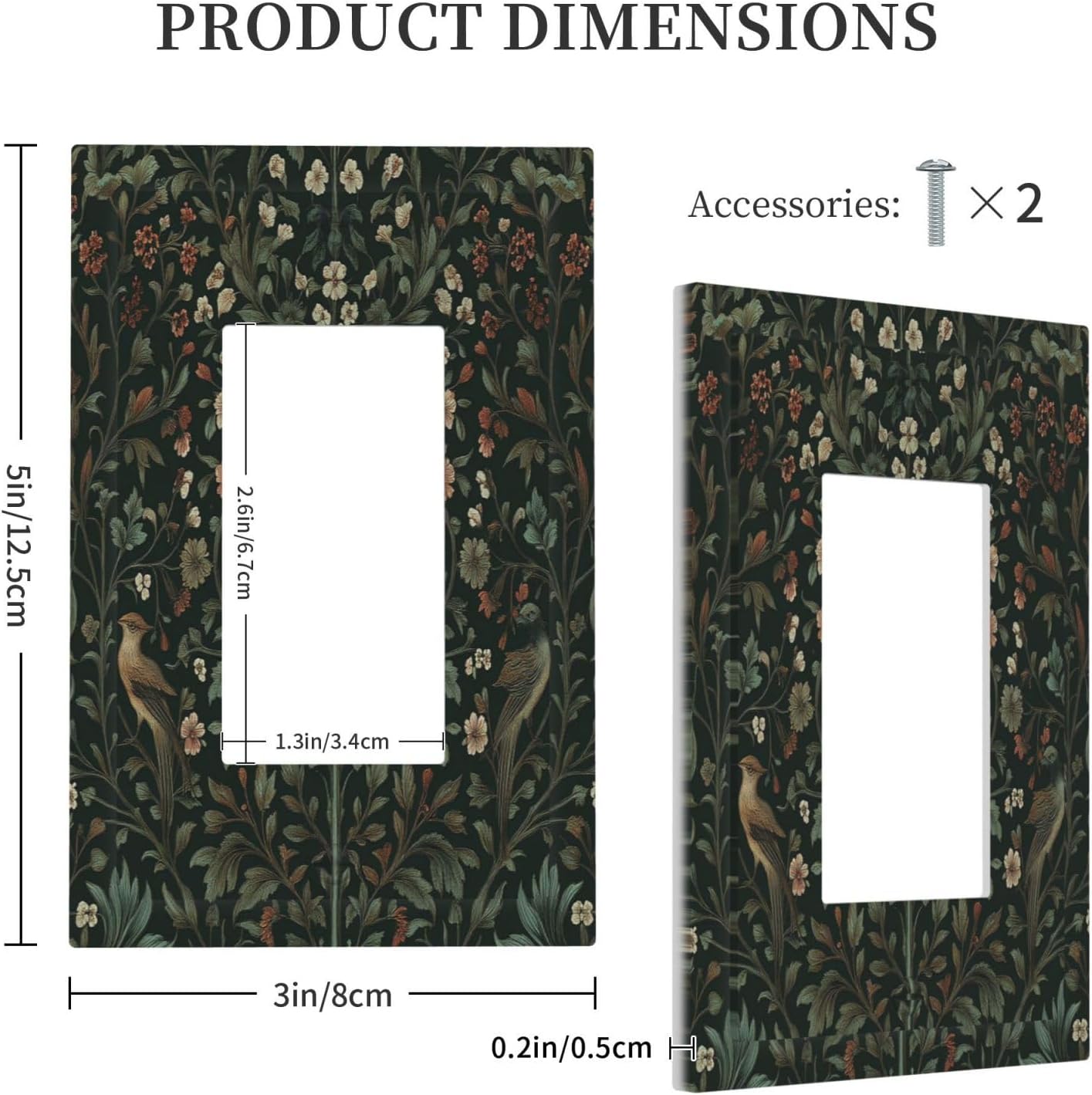 Decorative Outlet Covers Vintage Morris Colorful Flower Green Leaf 1 Gang Single Rocker Light Switch Cover Plate Wall Plates Gfci Faceplate For Bed Room Living Room Decor