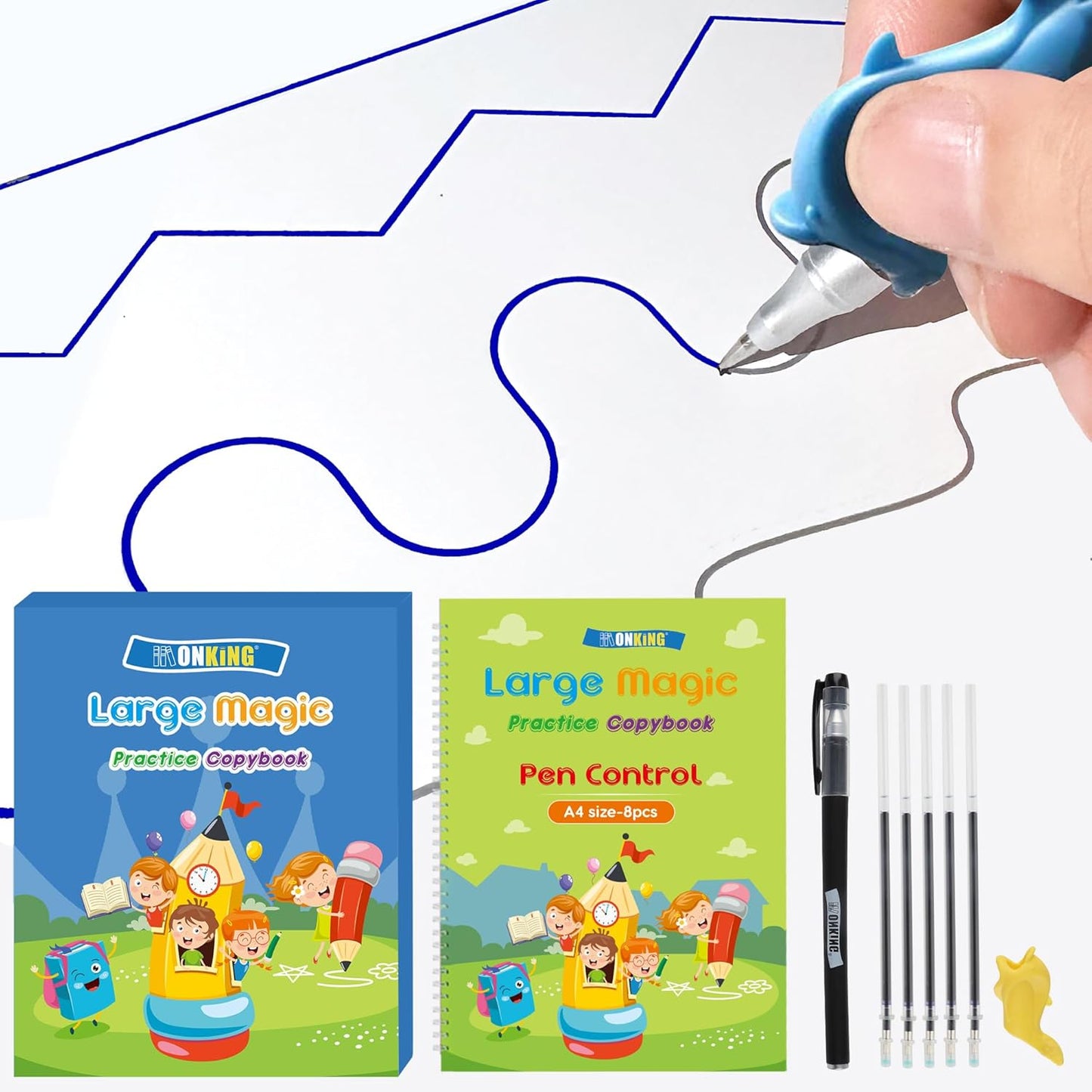 Tracing and Pen Control Activity Book，Magic Practice Copybook with Reusable Disappearing Pen for Fun Learning Preschool Activities for Kids Ages 3-8