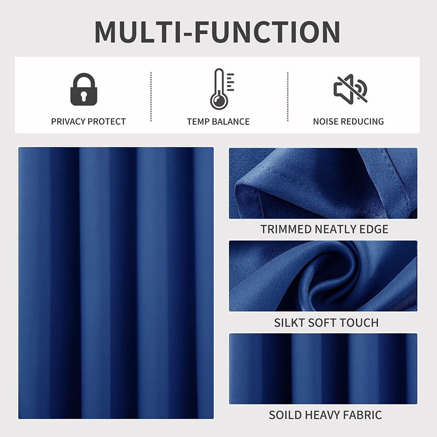 Joydeco Blackout Curtains 63 inch Length 2 Panels Set, Thermal Insulated Long Curtains & Drapes 2 Burg, Room Darkening Grommet Drapes for Bedroom Living Room Windows (W42 x L63 Inch, Royal Blue)