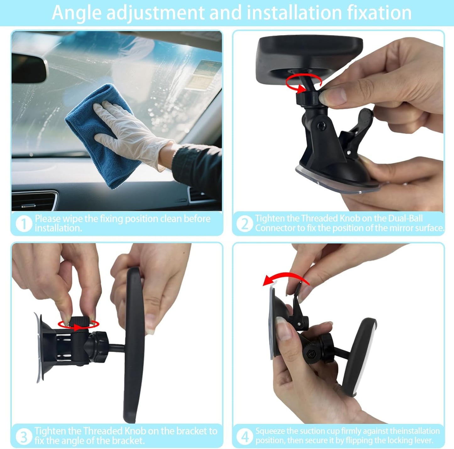 Universal Car Interior Rearview Baby Mirror Wide Angle Convex Mirror Clip-on & Suction Cup mirrors for Viewing Rear Passengers（5.11' X 2.56'）