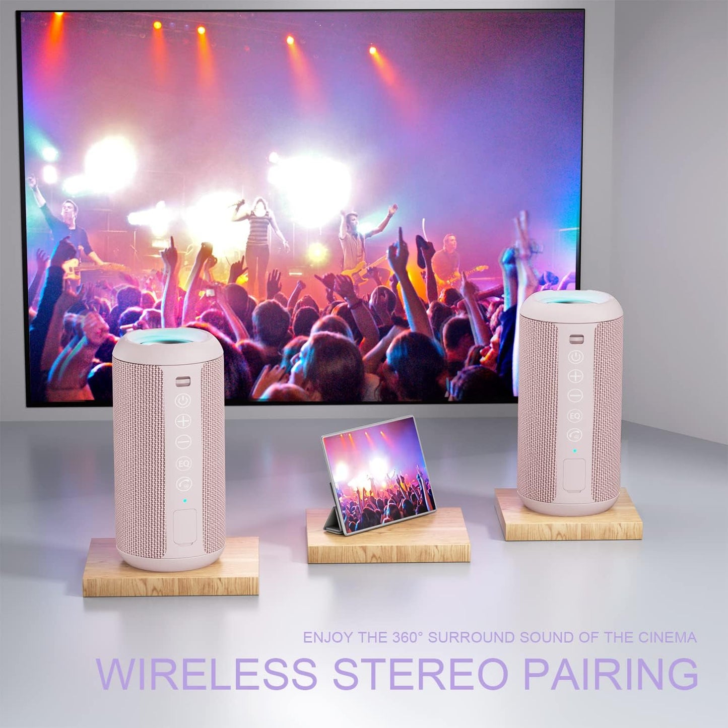 Ortizan Portable Bluetooth Speakers, IPX7 Waterproof Wireless Speaker with 24W Loud Stereo Sound, Deep Bass, Bluetooth 5.3, RGB Lights, Dual Pairing, 30H Playtime for Home, Outdoor, Party