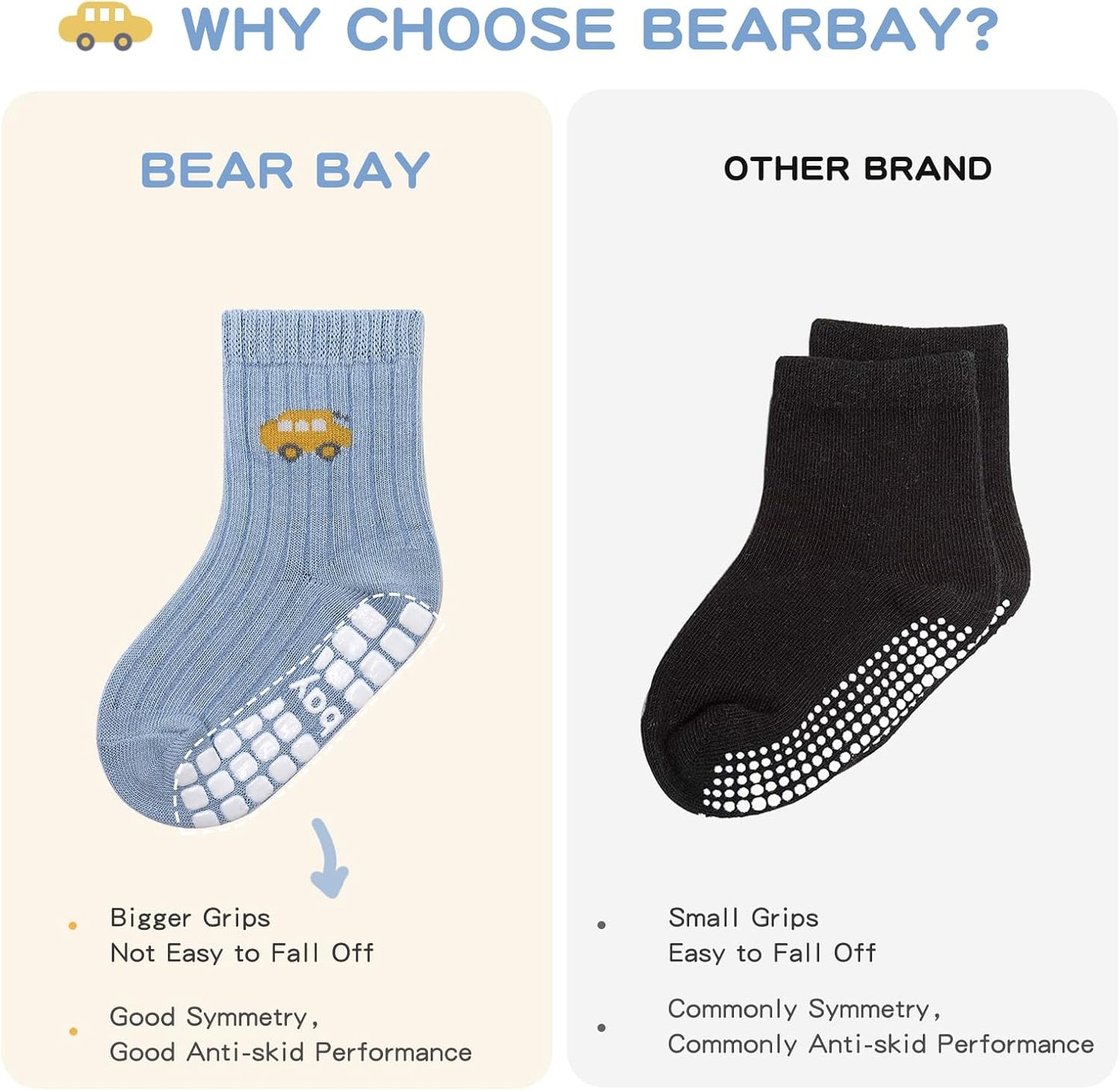 Baby Non Slip Ankle Socks with Grippers for 0 Months-7 Years Old Walking Socks