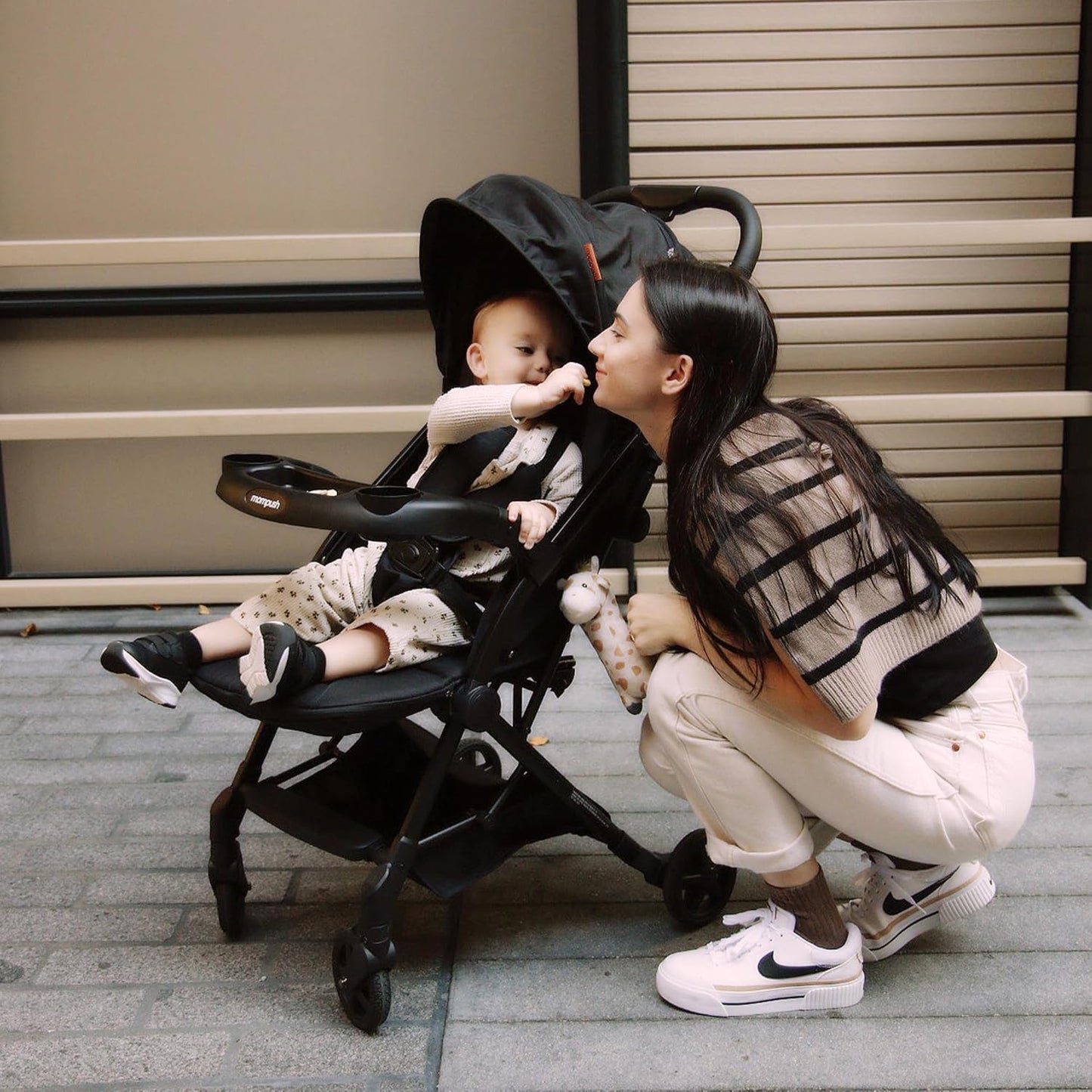 Mompush Lithe V2 Lightweight Travel Stroller, Compact Foldable Baby Stroller with Travel Bag, One-Hand Fold Stroller, Snack Tray, Mechanical Recline Seat, Airplane-Ready, Organizer & Rain Cover