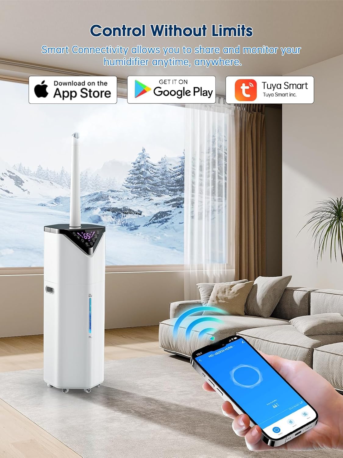 19L/5Gal Humidifiers for Bedroom Large Room 2800 sq ft, Quiet Humidifiers for Large Room, Floor Humidifier with 3 Mist Mode & Auto 180°Mist Tube for Home Whole House School Office Commercial Plants