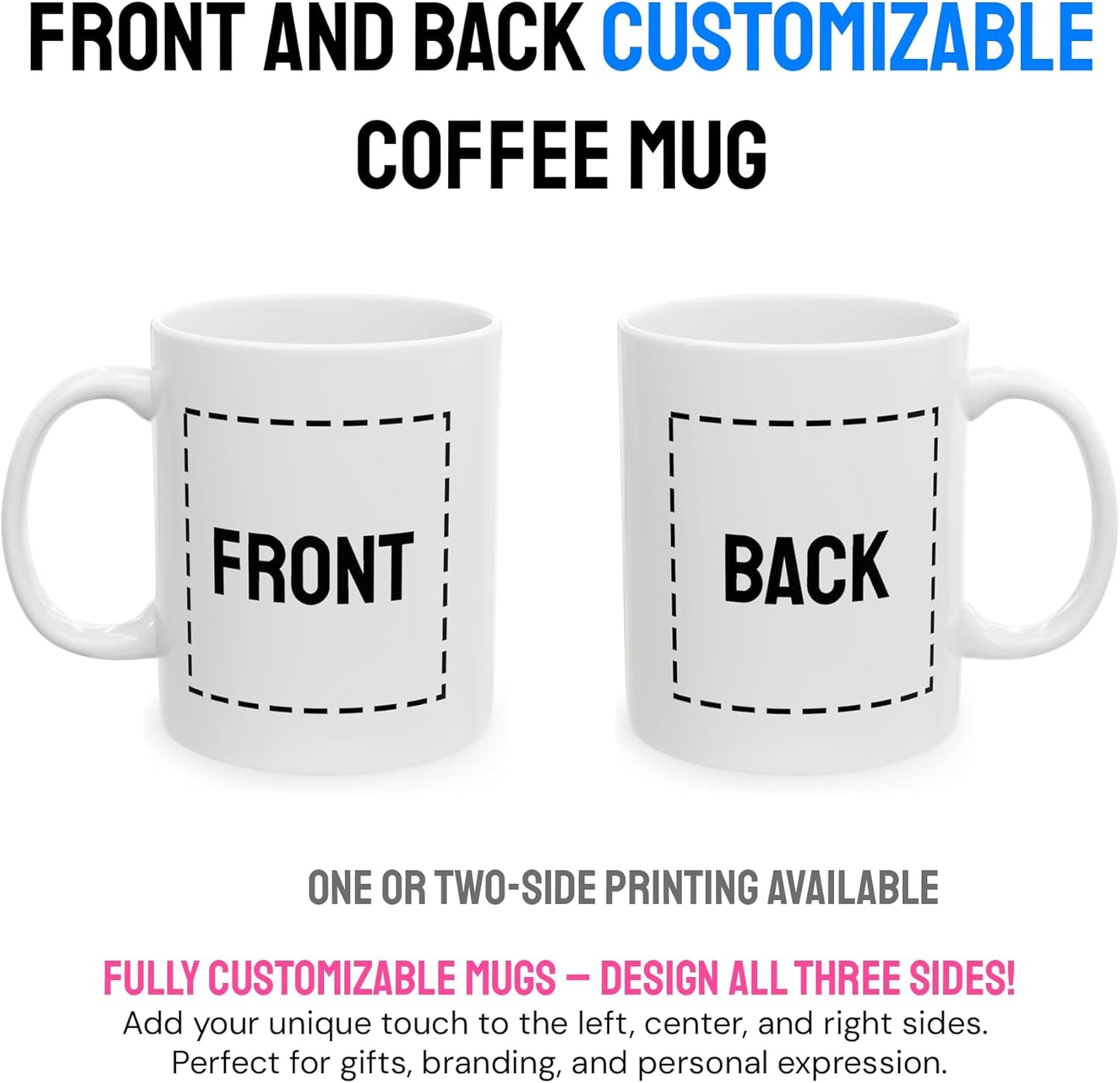 Personalized Coffee Mug – Custom Photo, Text, or Logo Ceramic Mug Tea Cup | Taza Personalizada with Picture or Message | Customized Gift Idea for Men & Women, Mom, Dad, Friends - Black/White | 15oz