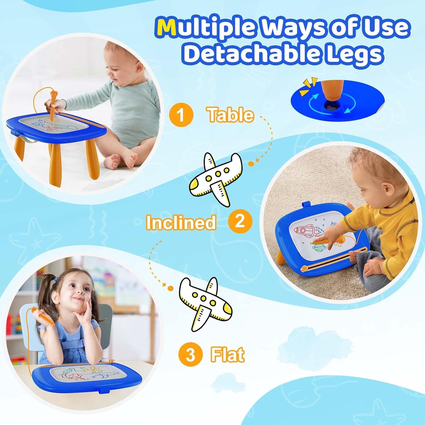 Kikidex Toddlers Toys Age 1-3, Magnetic Drawing Board, Toddler Girl Toys for 1-2 Year Old, Doodle Board Pad Learning and Educational Toys for 1 2 3 Year Old Baby Kids Birthday Gift (Dark Blue)