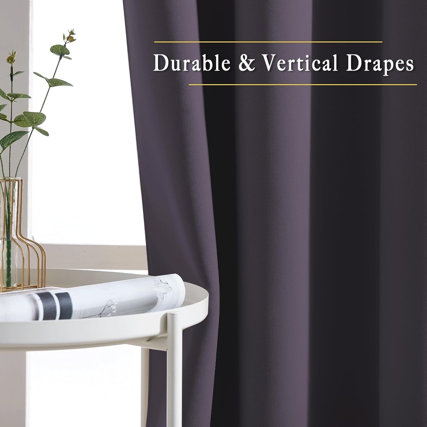 NICETOWN Greyish Purple Blackout Draperies Curtains - Pair of Grommet Top Thermal Insulated Blackout Decorative Curtains for Large Window Decor(52 inches Wide by 95 inches Long)