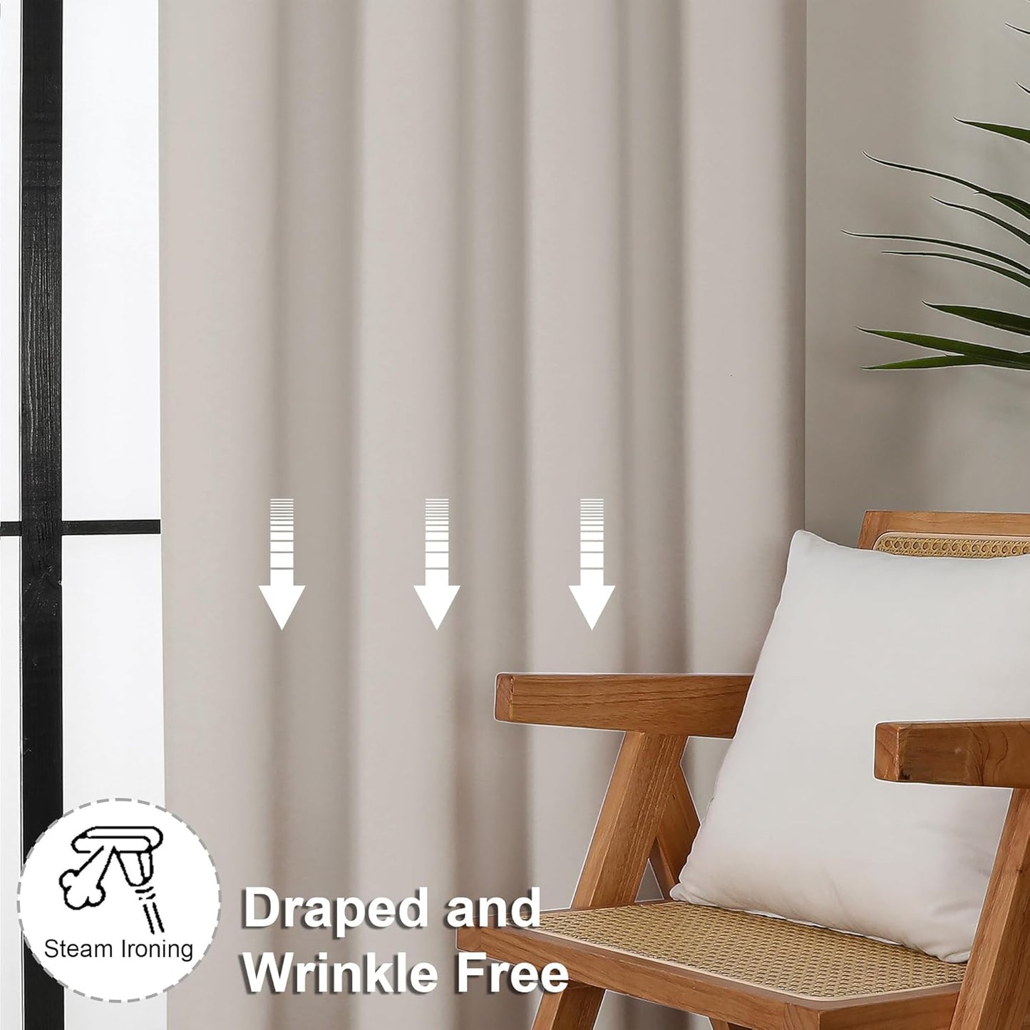 Simplebrand Ava Natural Blackout Curtains for Bedroom 90 Inches Long 2 Panels Set, Solid Privacy Energy Saving Living Room Window Treatment Curtains Blackout Drapes, W40 x L90 Inch, Natural