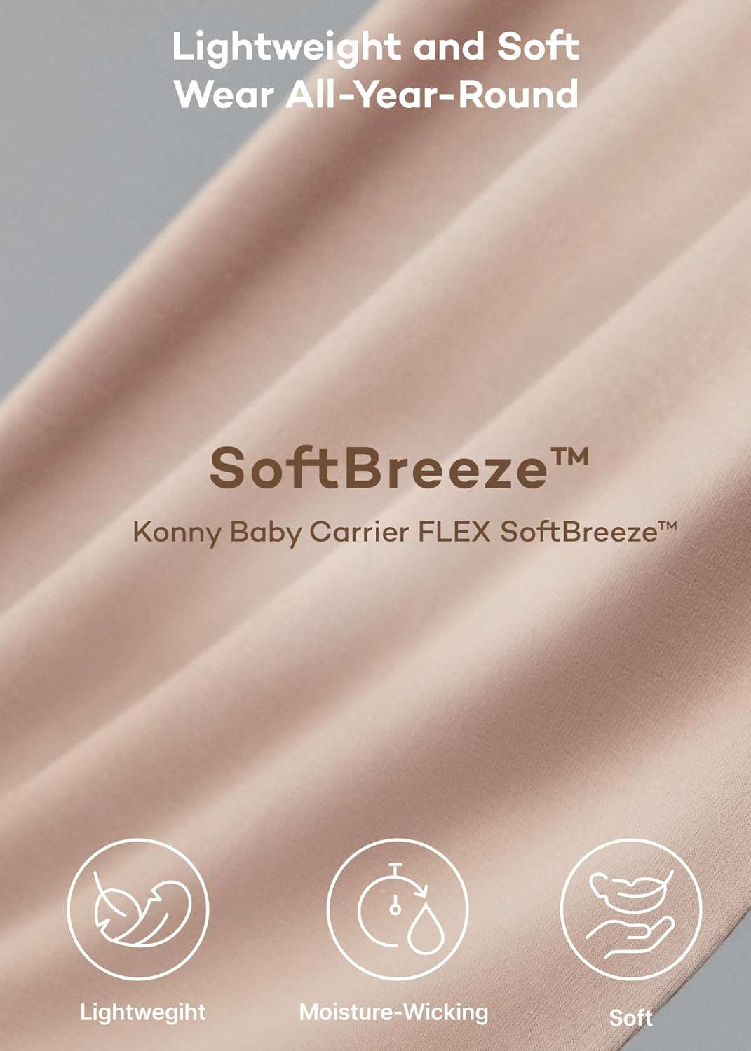 Konny Baby Carrier Flex SoftBreeze with Head Support - Adjustable, Easy to Wear Baby Wrap Sling, Perfect for Newborn Babies Essentials up to 44 lbs (XS-XL) - Blue Grey