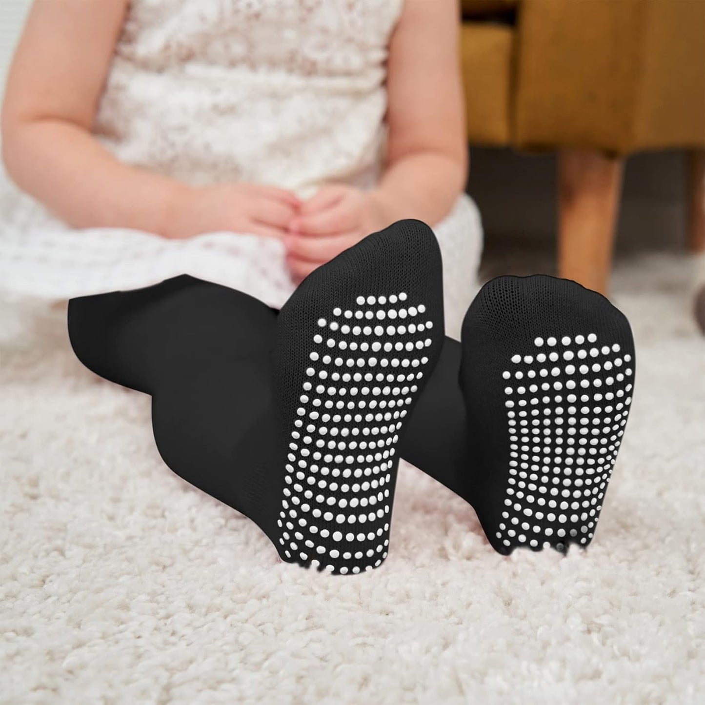 Zando Baby Girls Tights Cozy Cotton Infant Non Slip Grip Leggings Toddler Solid Knit Pantyhose Warm Newborn Stockings