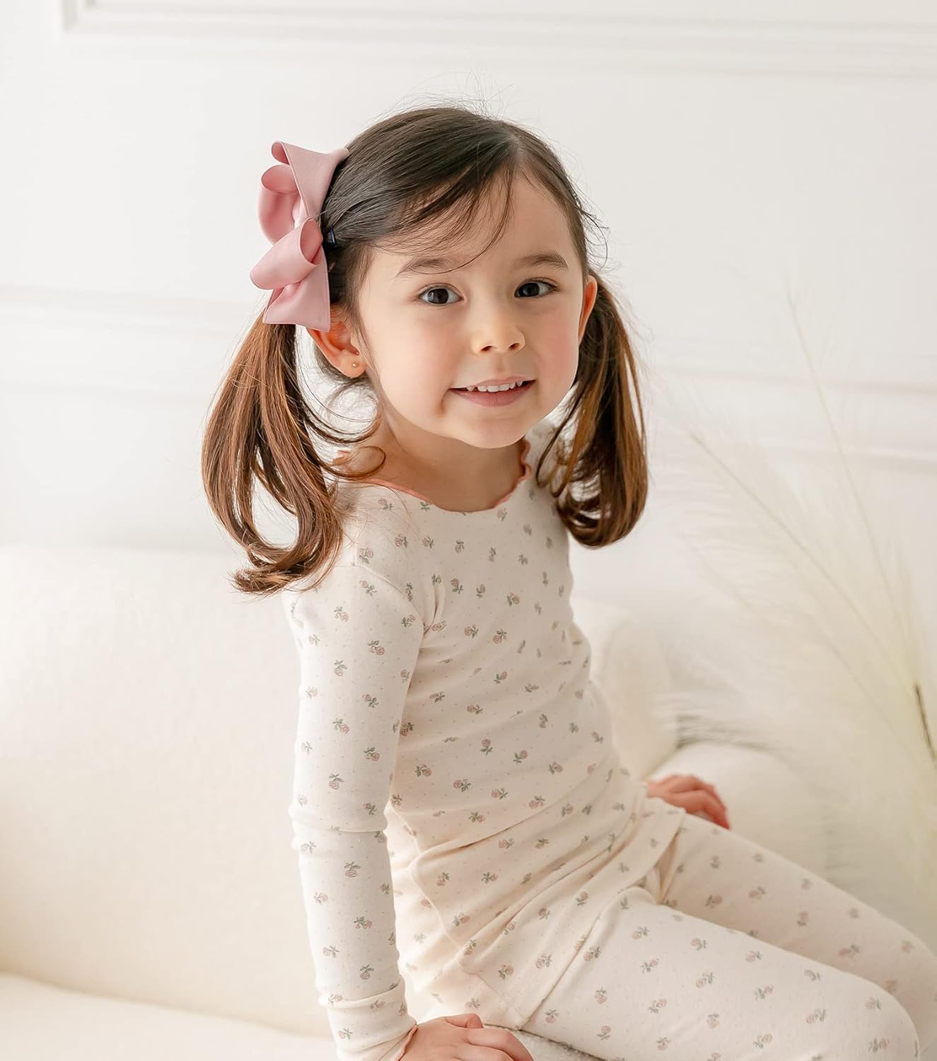 AVAUMA Baby Boy Girl Pajama Set 6M-7T Kids Cute Toddler Snug fit Flower Pattern Design Pjs Cotton Sleepwear Ruffled Shirring