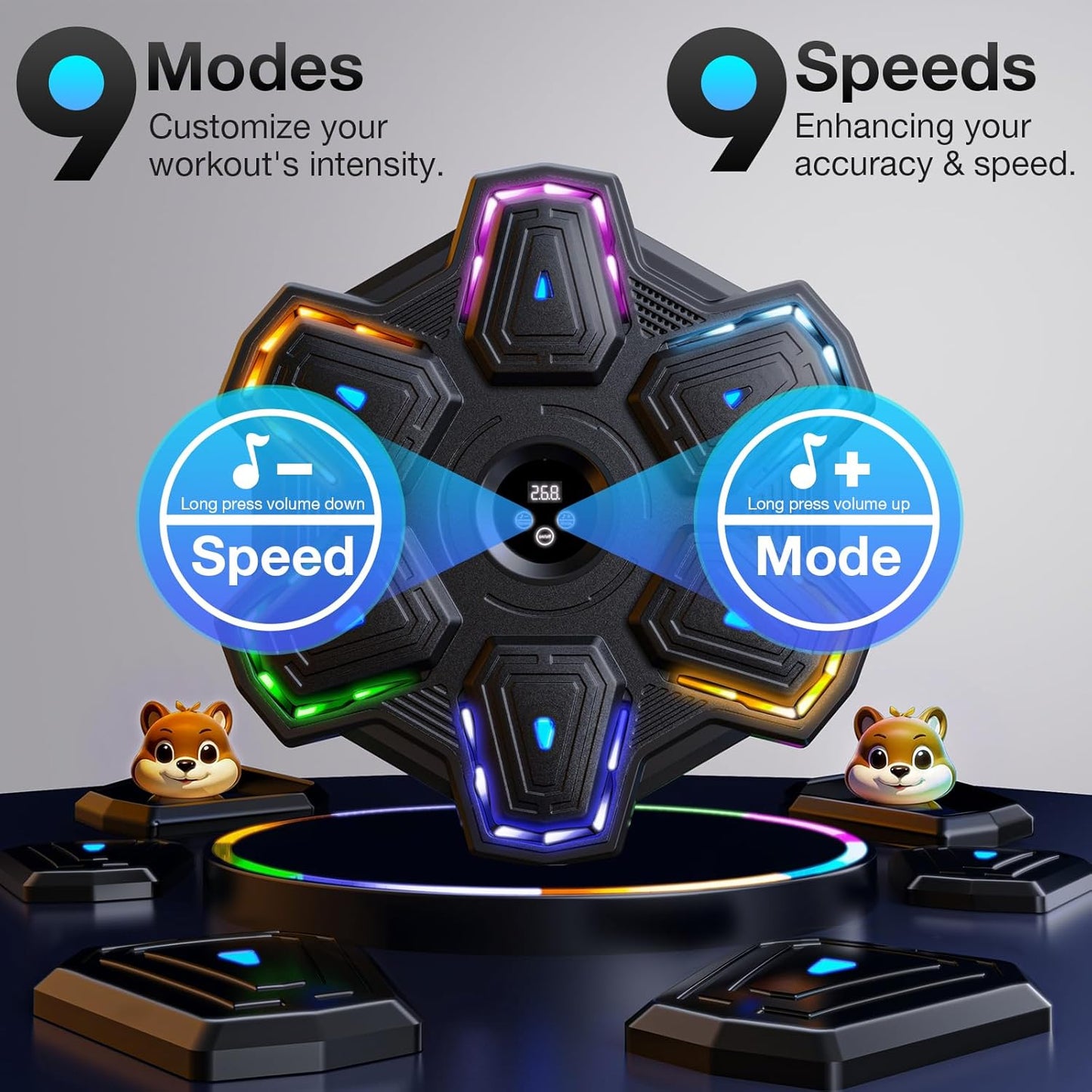 Upgrade Colorful LED Music Punching Machine with Gloves,Bluetooth Boxing Music Trainer, Music Boxing Machine for Adults,Boxing Machine Wall Mounted Music,Sport Appliances Boxing for Home,Office