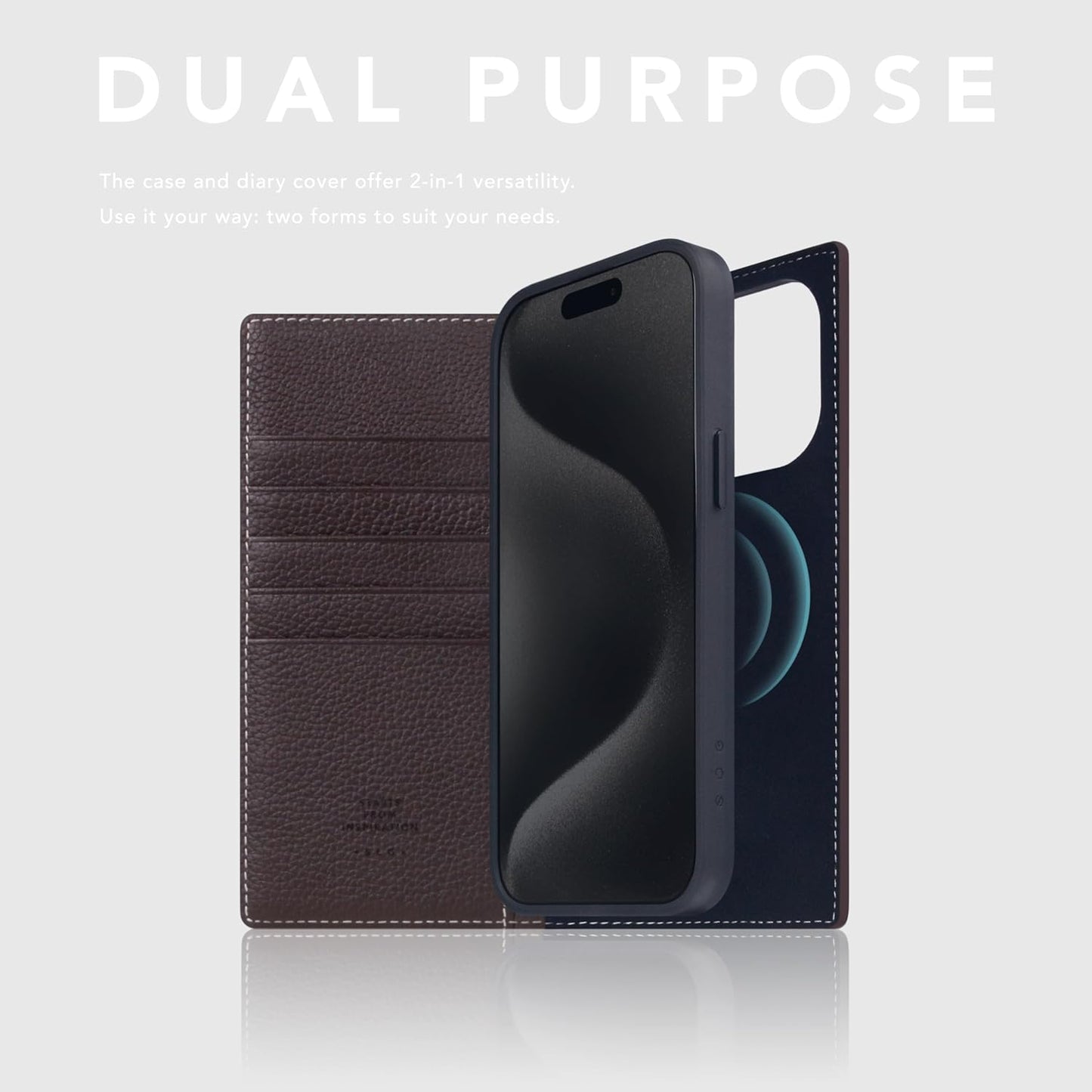 D8 Full Grain Leather Wallet Case for iPhone 15 Pro Max - [2-in-1] Handcrafted Detachable Diary Style with Magnetic MagSafe Back Cover, Gift Box Included (Brown Cream)