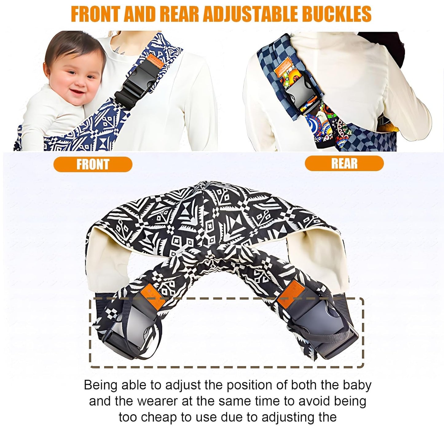 Baby Sling Carrier Newborn to Toddler Adjustable One-Shoulder Design with Hip Seat Support, Labor-Saving Baby Wraps Carrier 10-30 lbs(Pale Leopard Print)