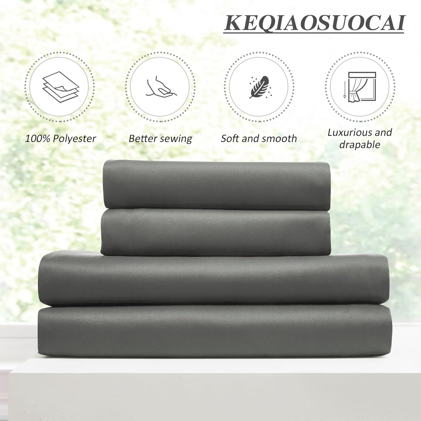 KEQIAOSUOCAI Grey Blackout 90 Inch Curtains 2 Panels,Energy Saving Sound Dampening Light Blinds Window Treatments for Living Room/Dining Room/Bedroom(40 Wide Each Panel) 40 x 90,Pinch Pleated
