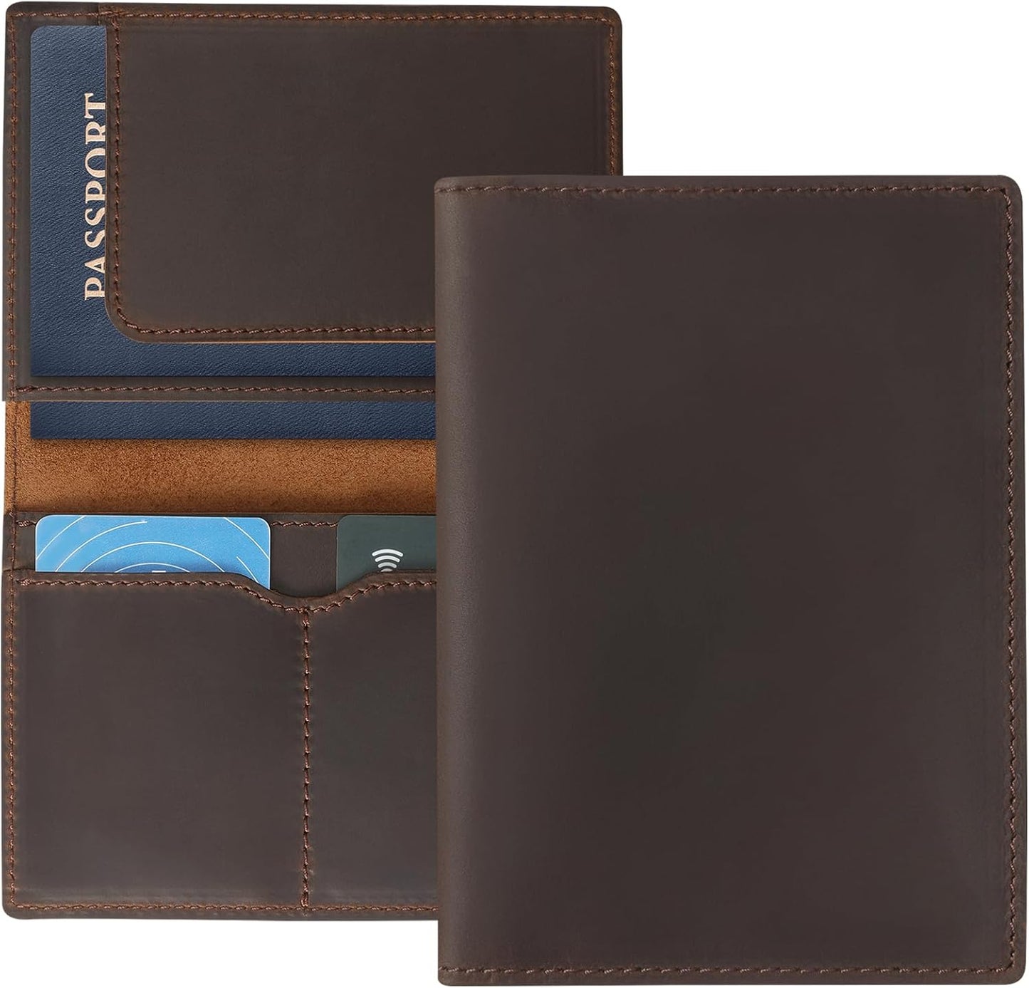 Jack&Chris Leather Passport Holder, Handmade Passport cover, Travel Wallet Cover Case for Men and Women, Leather Travel Documents Organizer Protector, JC107