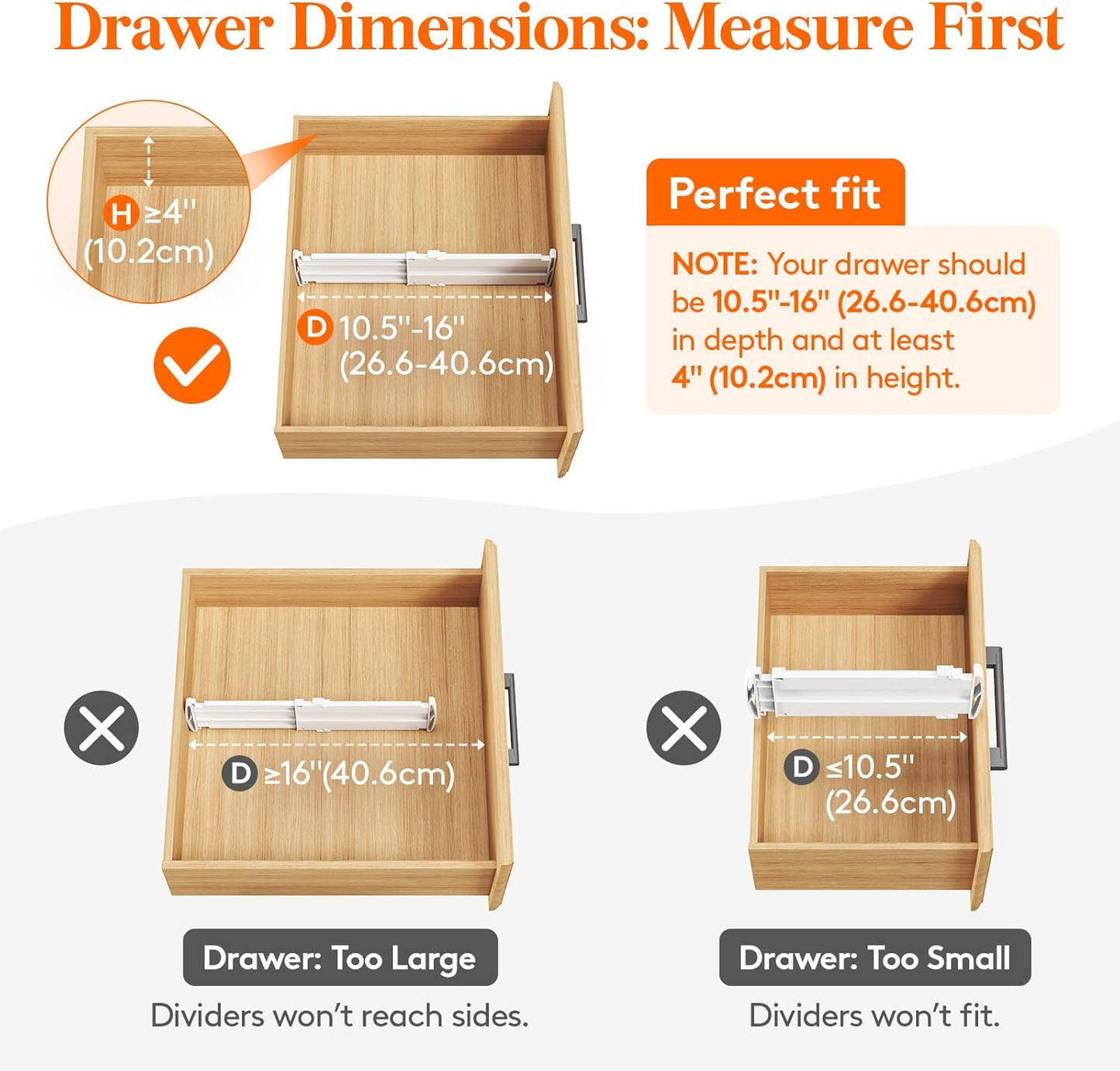 Lifewit 16 Pack Drawer Dividers 4" High, 10.5-16.5" Dresser Drawer Divider, Adjustable Drawer Organizers for Clothes, Plastic Drawers Separators for Dresser, Bedroom, Bathroom, Kitchen, Office