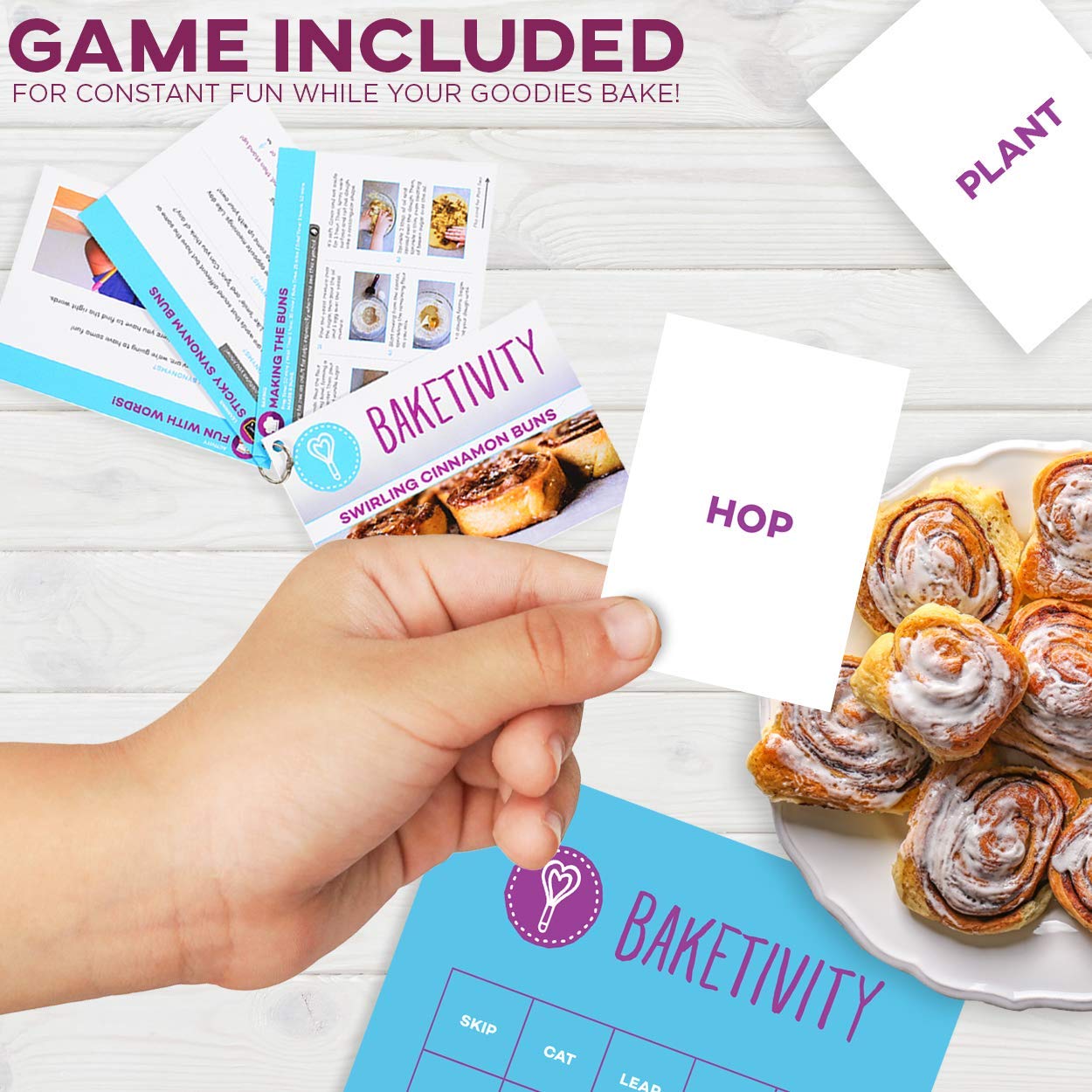BAKETIVITY Kids Baking DIY Activity Kit - Bake Delicious Cinnamon Buns with Pre-Measured Ingredients – Best Gift Idea for Boys and Girls Ages 6-12