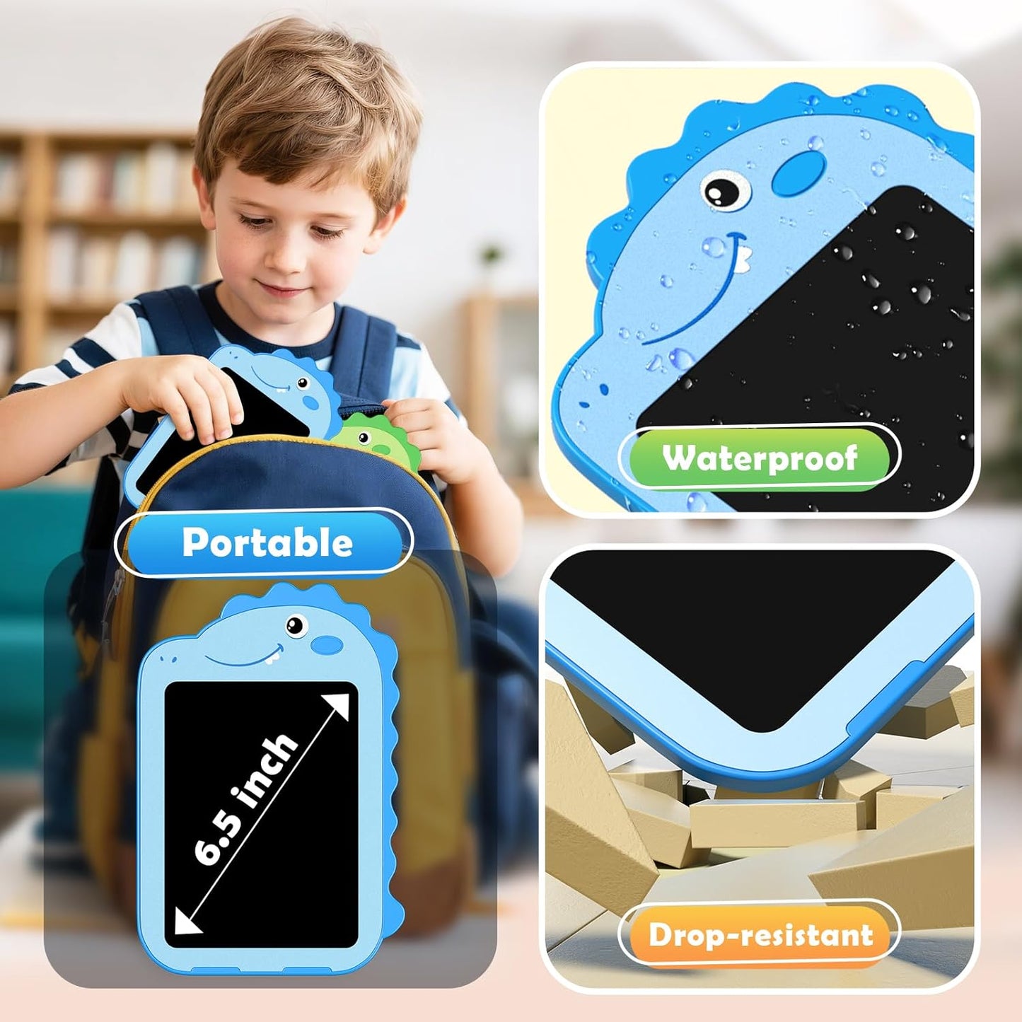 2 Pack LCD Writing Tablet for Kids, 6.5 Inch Colorful Doodle Board Drawing Tablet, Educational Kid Toys, Doodle Pad Dinosaur Toys for 3 4 5 6 7 8 Year Old Boys Girls