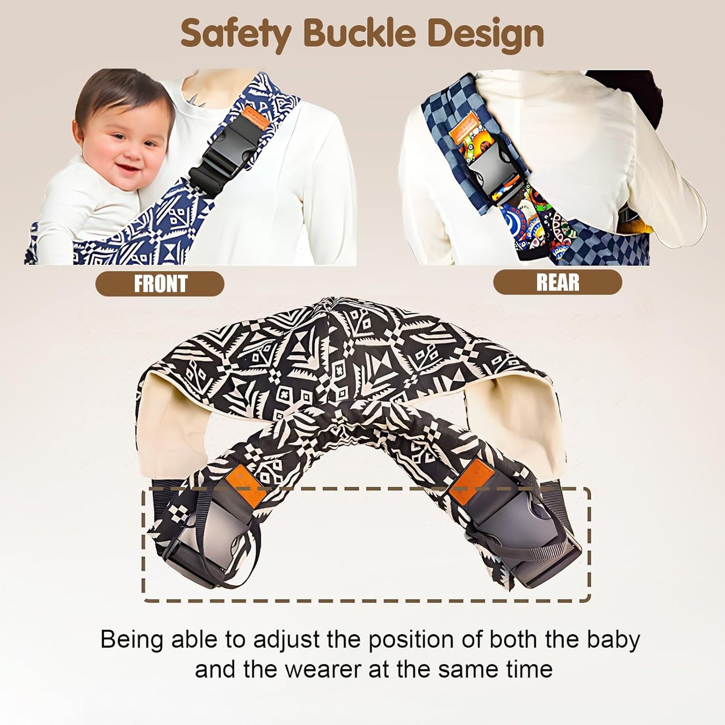 Baby Sling Carrier,Toddler Carrier, 2025 New Baby Sling,Portable and Lightweight Sling,Non-Slip Hip Seat Carrying 10-30lbs(Square)