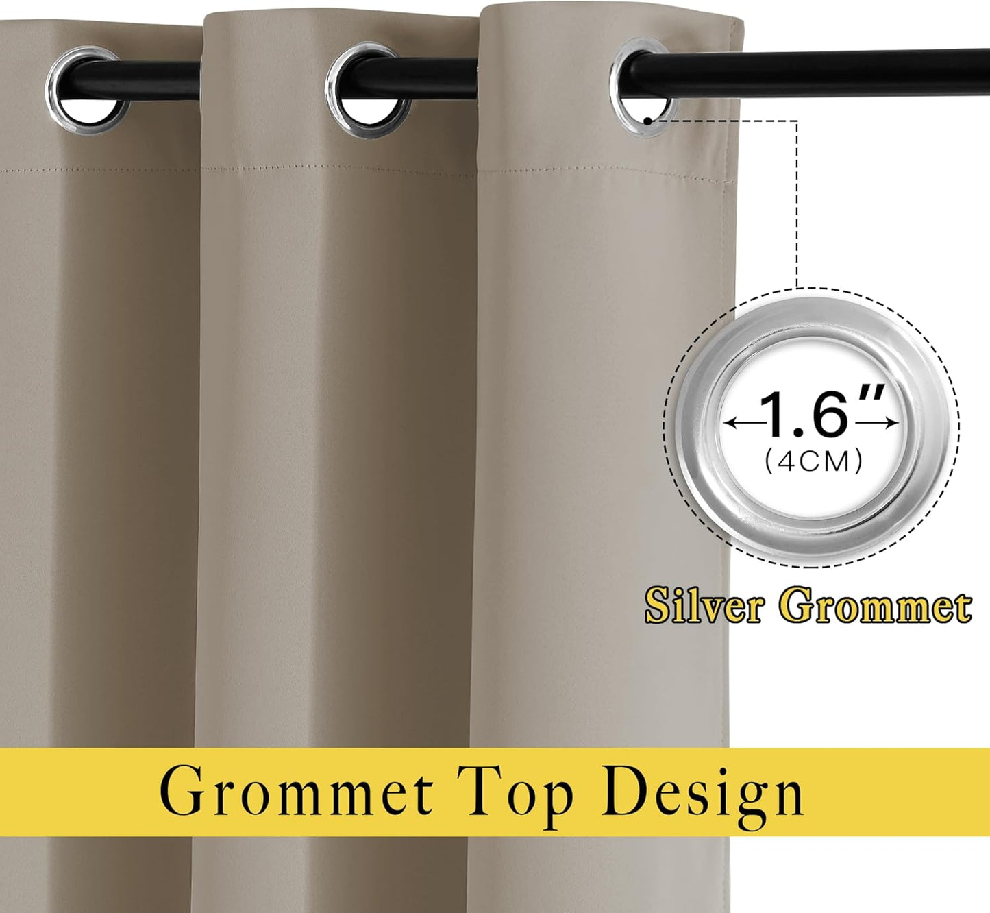NICETOWN Sleep Blackout Curtains 84 inches Length for Small Windows, Noise Reducing and Block Draft Panels for Door Doorway Laundry Office Luxury Decor Theme (2 Panels, Taupe, W52 x L84)