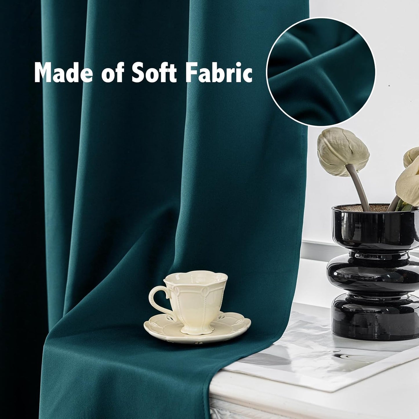 Anytime 100% Blackout Curtain Set, Thermal Insulated & Energy Efficiency Window Draperies for Guest Room, Full Shading Panels for Shift Worker and Light Sleepers（Greyish Blue, 2 Panels, 52W x 72L）