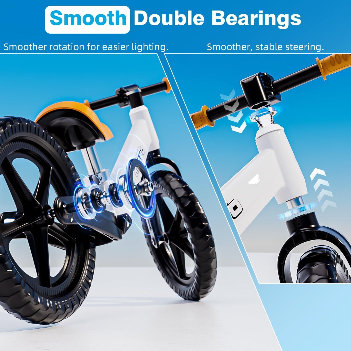Ridego 12 or 14 Inch Balance Bike for Kids 2-6 Year Old,Lightweight Kids Bike with Adjustable Seat, Push Bicycle with Air Rubber Tires，Ride-on Toys Birthday Gift