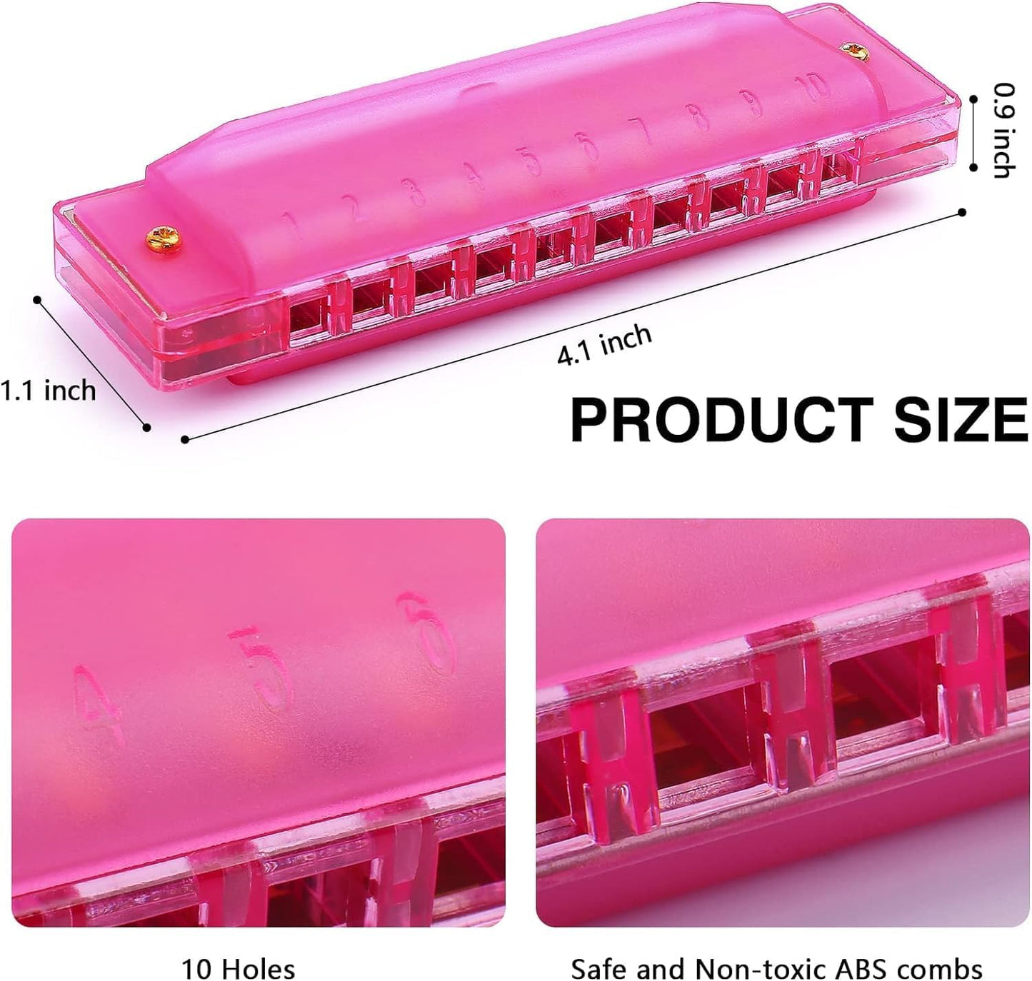 4 Pack Kids Harmonica 10 Hole, Plastic Harmonica for Kids with 4 Colors Educational Toys Beginners Toy Musical Instruments for Kids, Children and Adults (Blue, Pink, Green, Orange)
