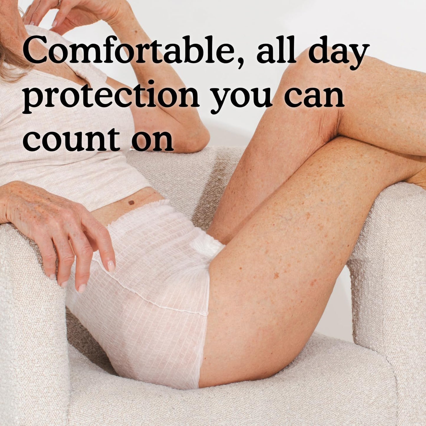 Because Adult Incontinence Underwear for Sensitive Skin - Women - Premium Overnight Disposable Briefs, Anti Odor - White, Large - Absorbs 6 Cups - 14 Count (Pack of 1)