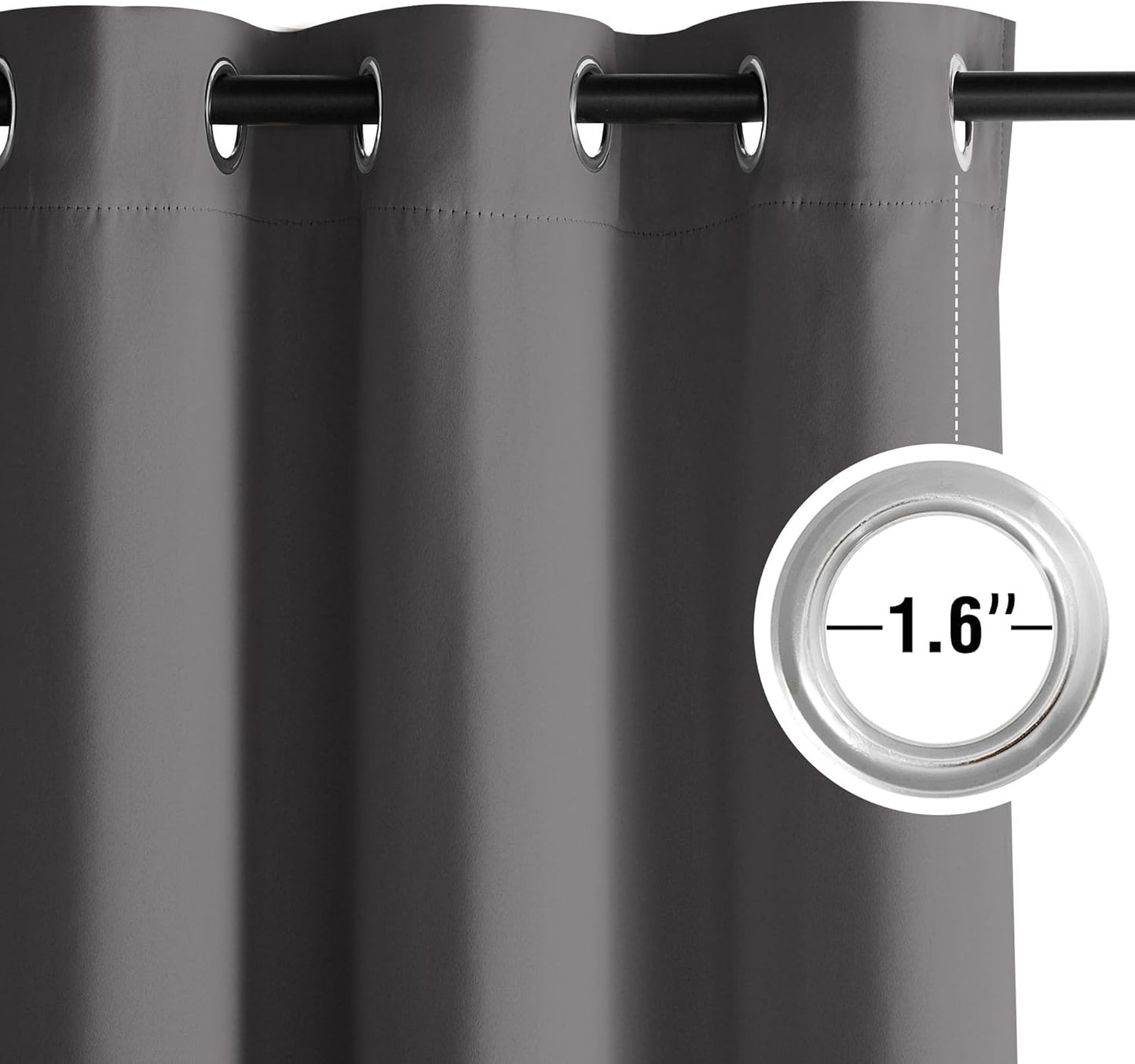 NICETOWN Grey Blackout Curtains for Bedroom 102 inches Long, Extra Long Thermal Insulated Grommet Shades for Living Room, Privacy Window Treatment Drapes for Nursery, Laundry, 2 Panels, W52