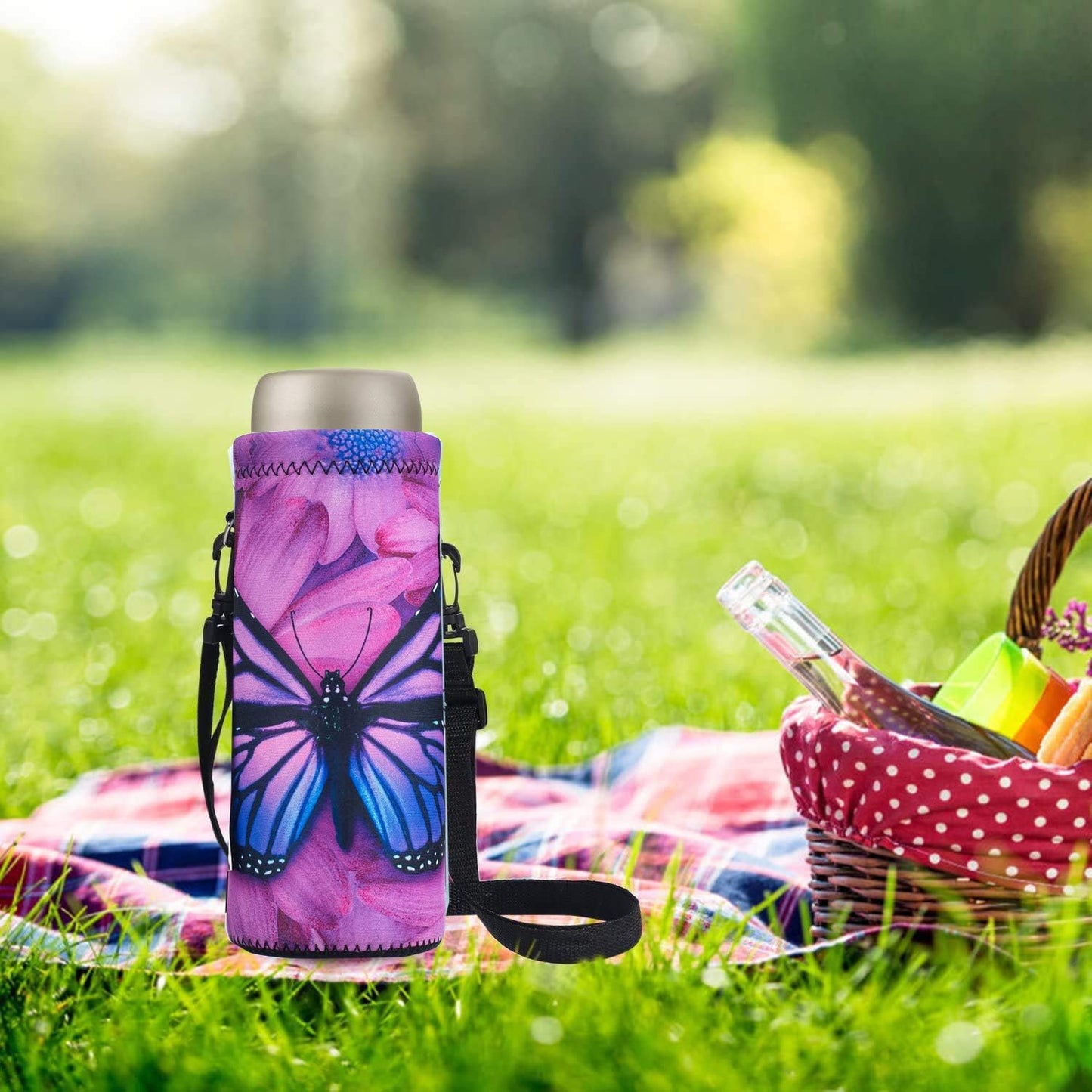 AUPET Water Bottle Sling Bag Carrier Crossbody Sleeve,Insulated Neoprene Bottle Case Holder Pouch Cover 500ML/17oz with Shoulder Strap for Walking Women Men
