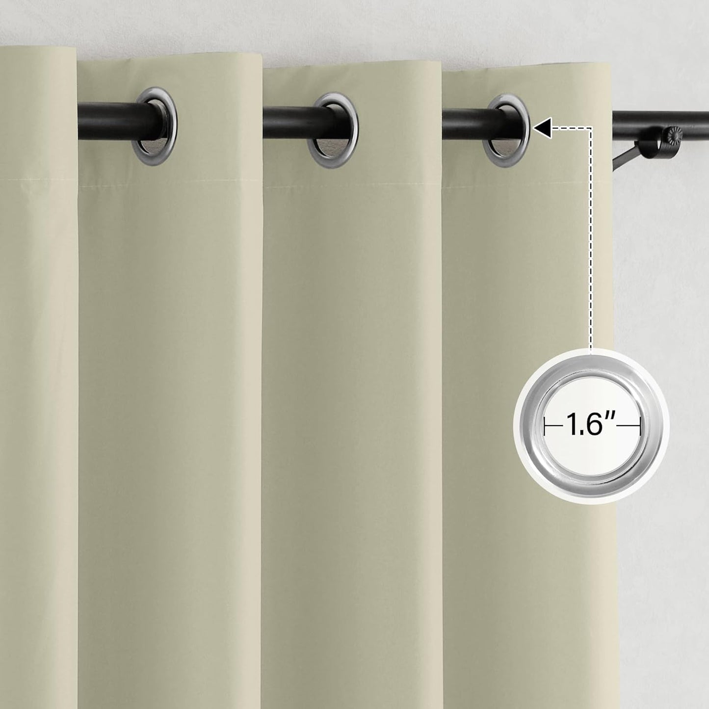 NICETOWN 100% Blackout Curtains for Living Room, Grommet Travel Blackout Curtains Lightweight Thermal Window Treatments Easy to Install for Bedroom, Muted Beige W52 x 72, 2 Panels
