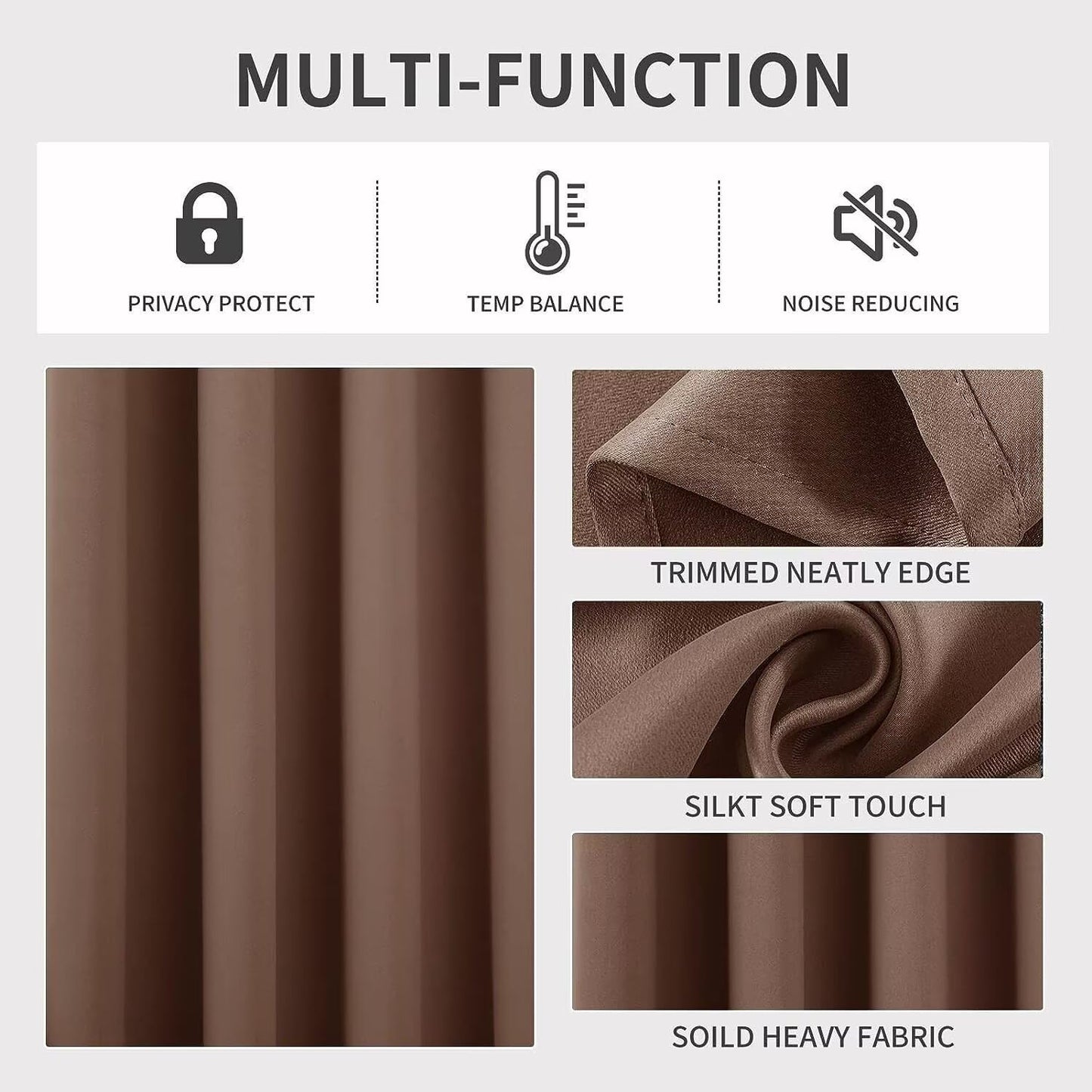 Joydeco Blackout Curtains 120 inches Long 2 Panels Set, Thermal Insulated Long Curtains & Drapes 2 Burg, Room Darkening Grommet Drapes for Bedroom Living Room Windows (W52 x L120 Inch, Brown)