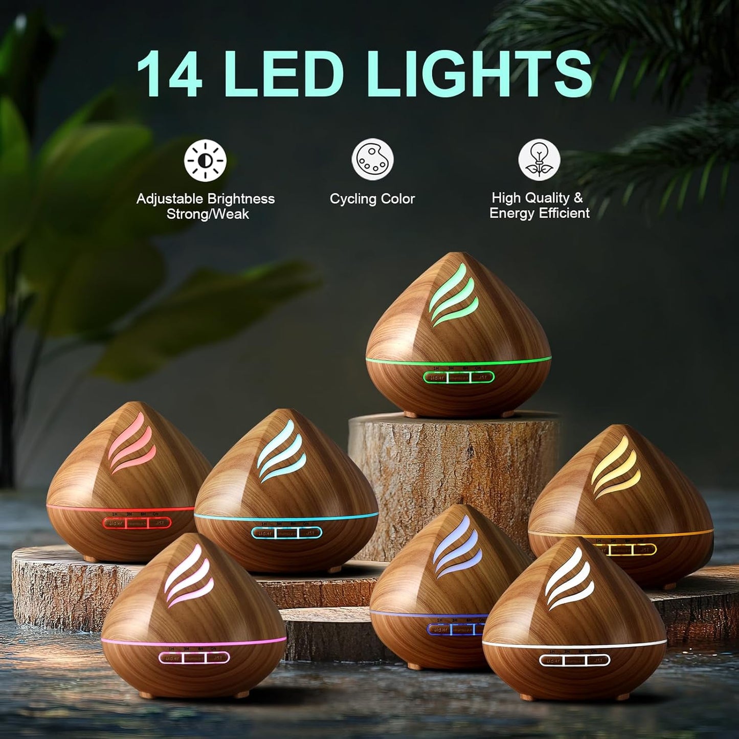 Essential Oil Scent Diffuser: 500ML Aroma Diffuser with Remote Control, Large Fragrance Aromatherapy Diffuser for Bedroom Home, Mist Humidifier with 14 Colors LED Lights and waterless Auto-Off