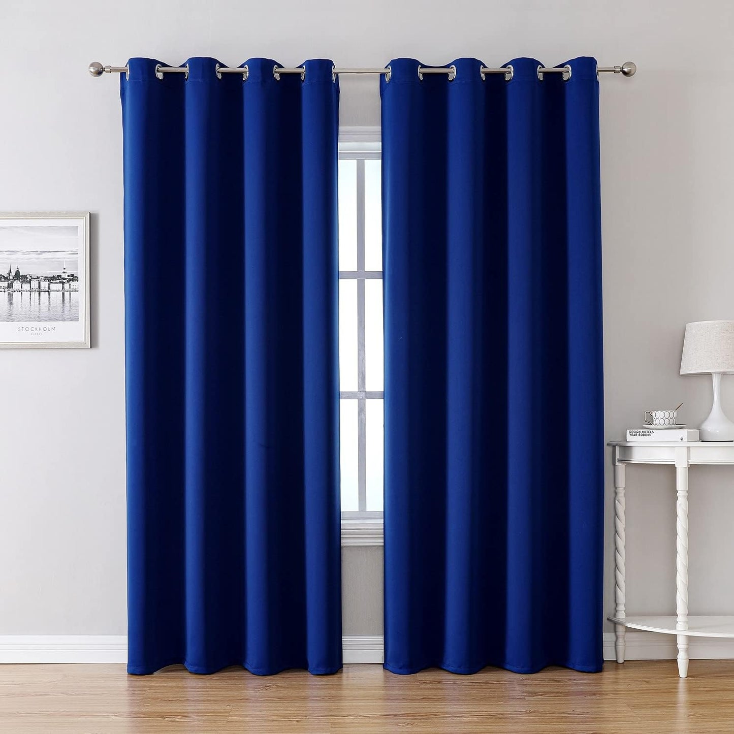 ChrisDowa Blackout Curtains 80 Inches Long 2 Panels Set for Living Room, Grommet Thermal Insulated Room Darkening Curtains for Bedroom (Royal Blue, 52 x 80 Inch)