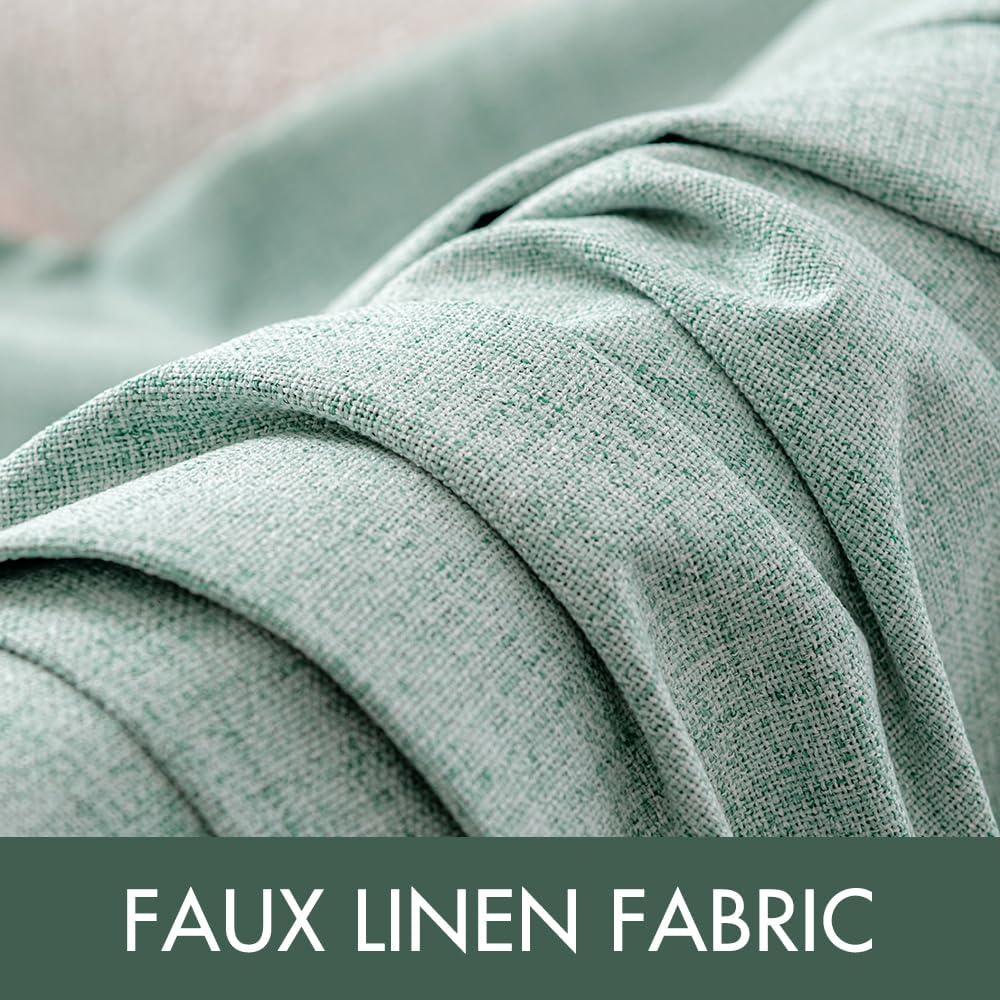 MIULEE Linen Texture Curtains for Bedroom Solid 100% Blackout Thermal Insulated Seafoam Green Curtains Grommet Room Darkening Curtains/Draperies for Living Room Nursery 52x54 Inch (2 Panels)