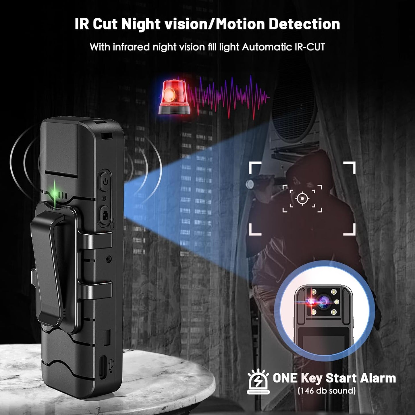 Body Camera with 1.4” Screen Audio and Auto Video Night Vision 1080P FHD Mini Police Wearable Body Worn Cam Portable Small Personal Camcorder Sport Action Outdoor Video Recorder (64GB)