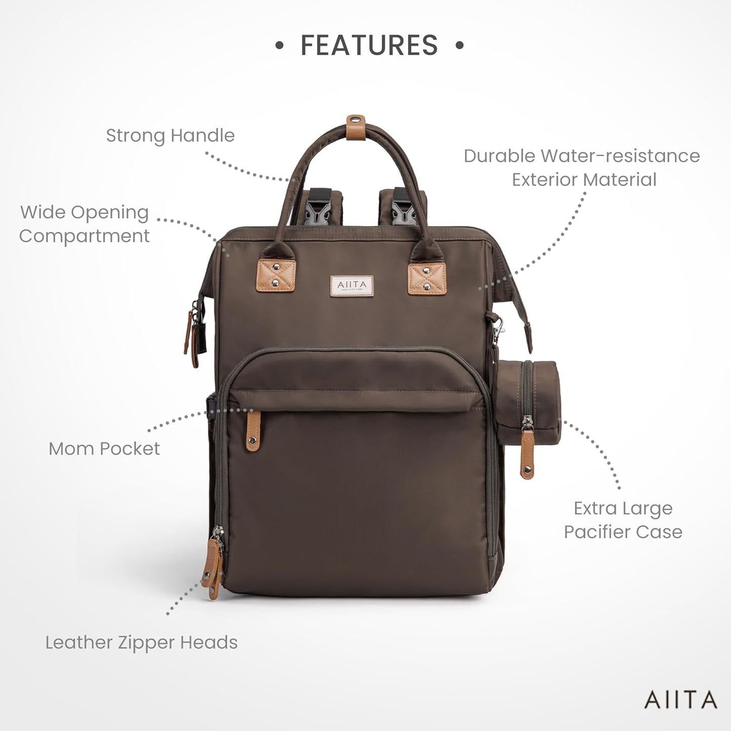 Diaper Bag Backpack, Multifunction Diaper Bag with Changing Station, Stylish Baby Bags, Large Unisex Diaper Backpack for Mom and Dad, Baby Registry Search, Portable Changing Pad – Black Brown